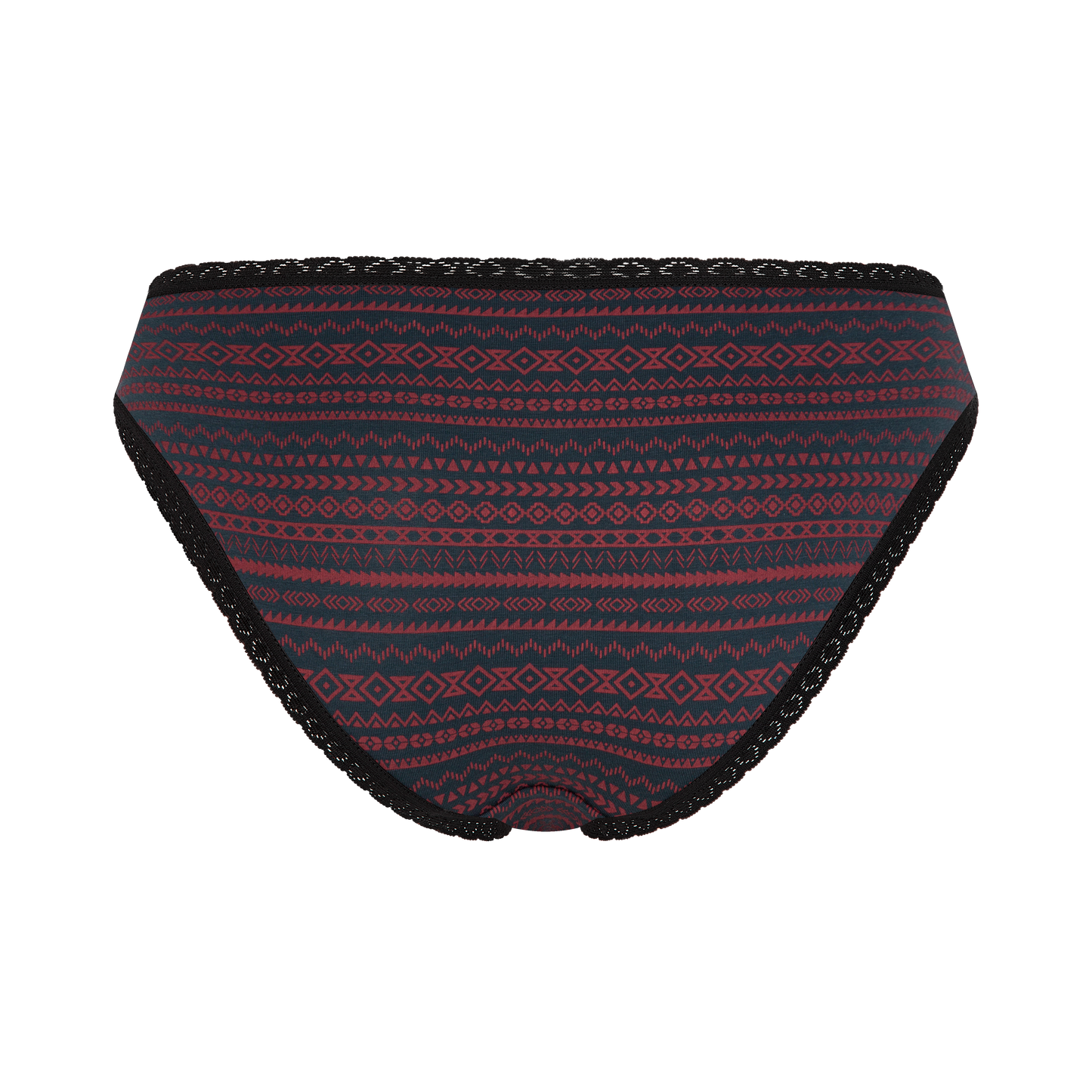 1111-084 | Damen Slip - Tibetrot/Navy Geometrisch