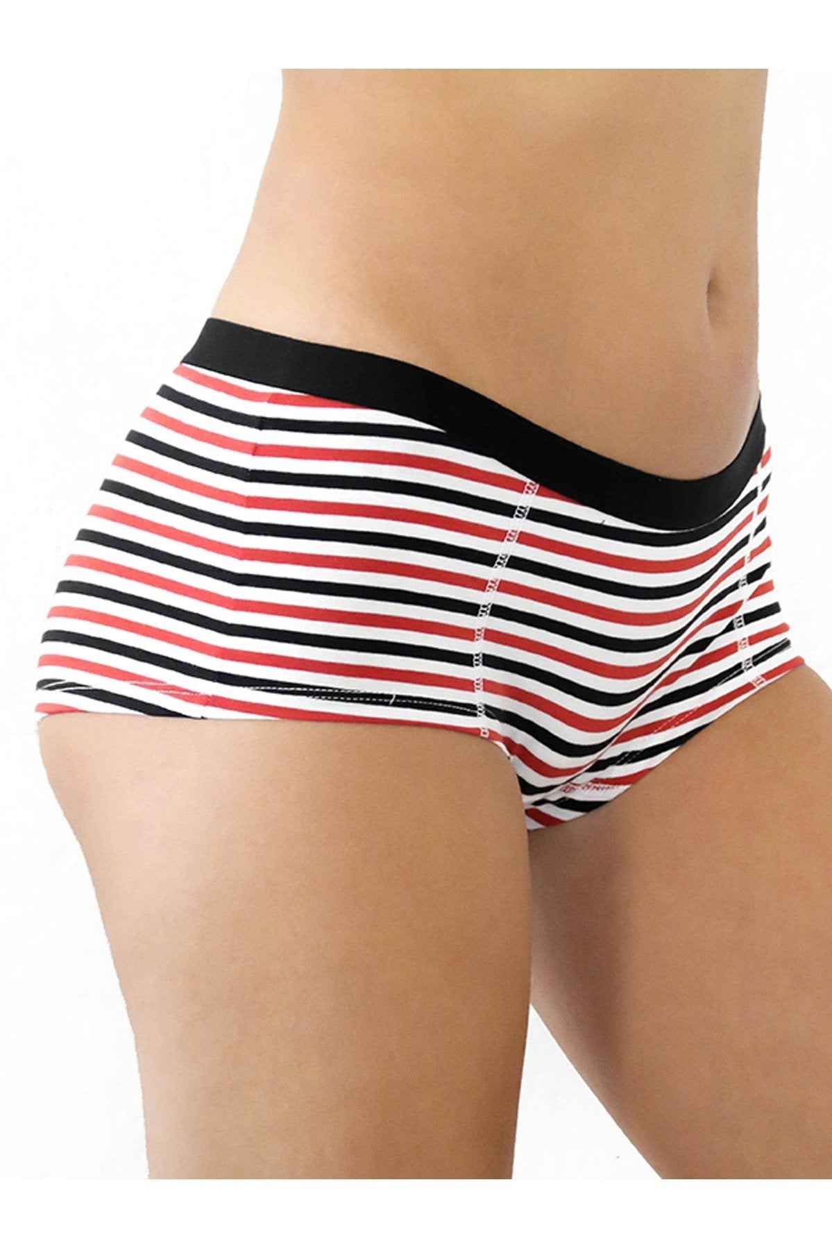 1142-09 | Damen Boyshorts - Naturweiss-Rot-Schwarz
