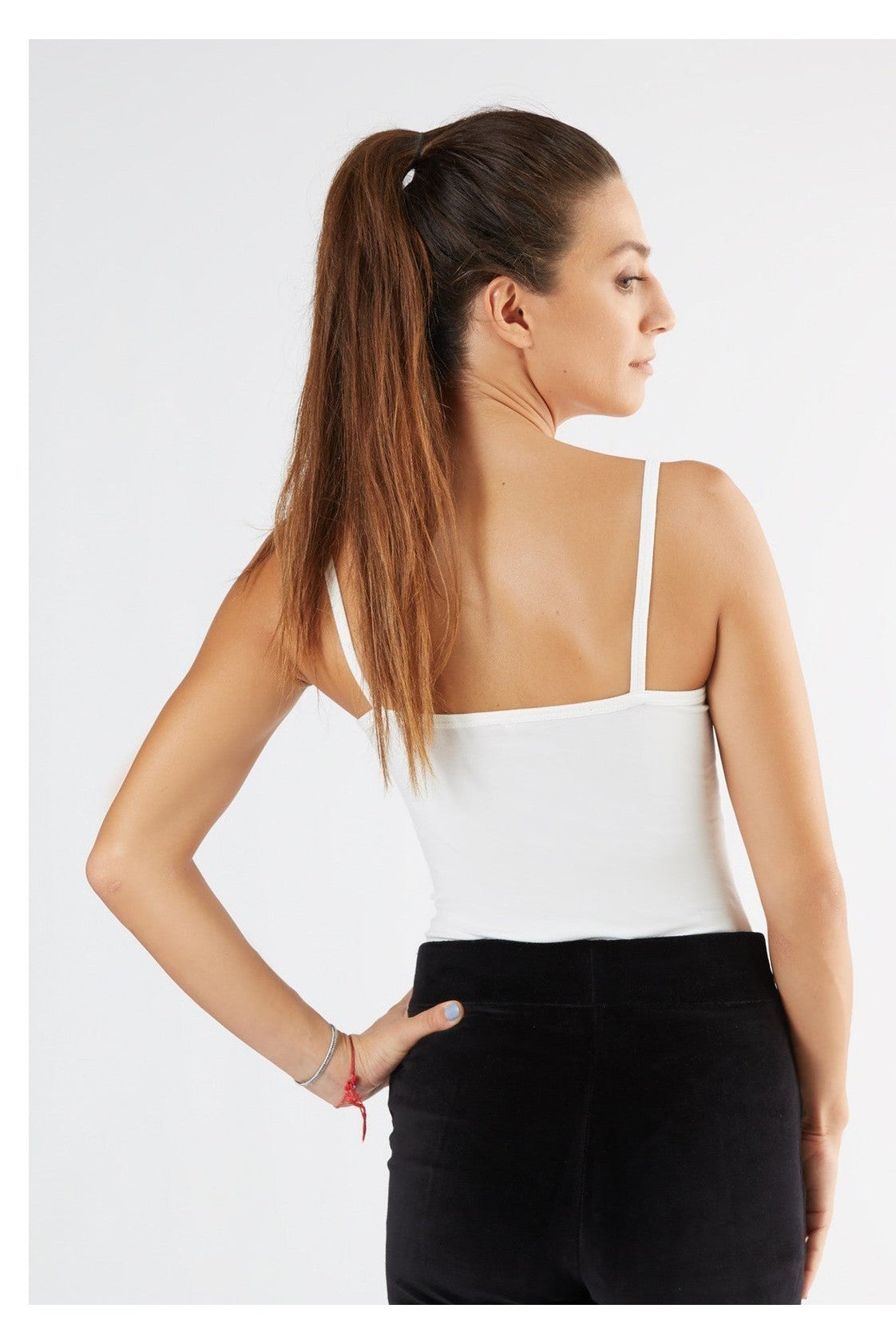 1216-022 | Damen Spaghettiträger-Top stretch - Naturweiss