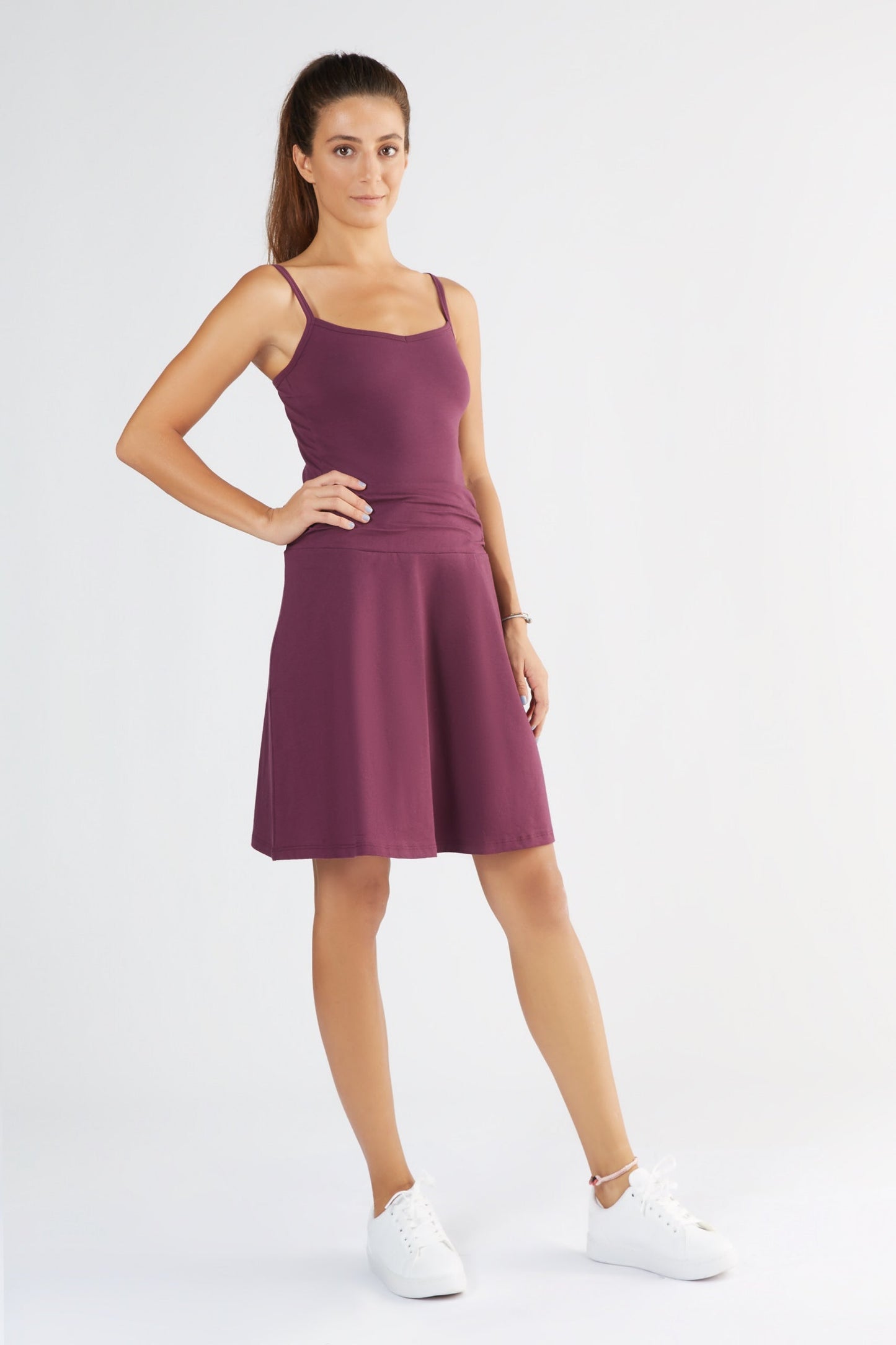 1216-028 | Damen Spaghettiträger-Top stretch - Aubergine