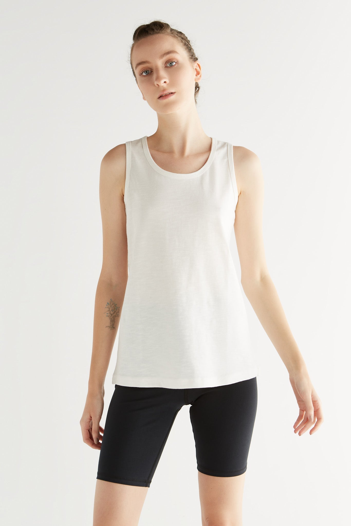1225-022 | Damen Flamméjersey-Top - Naturweiss