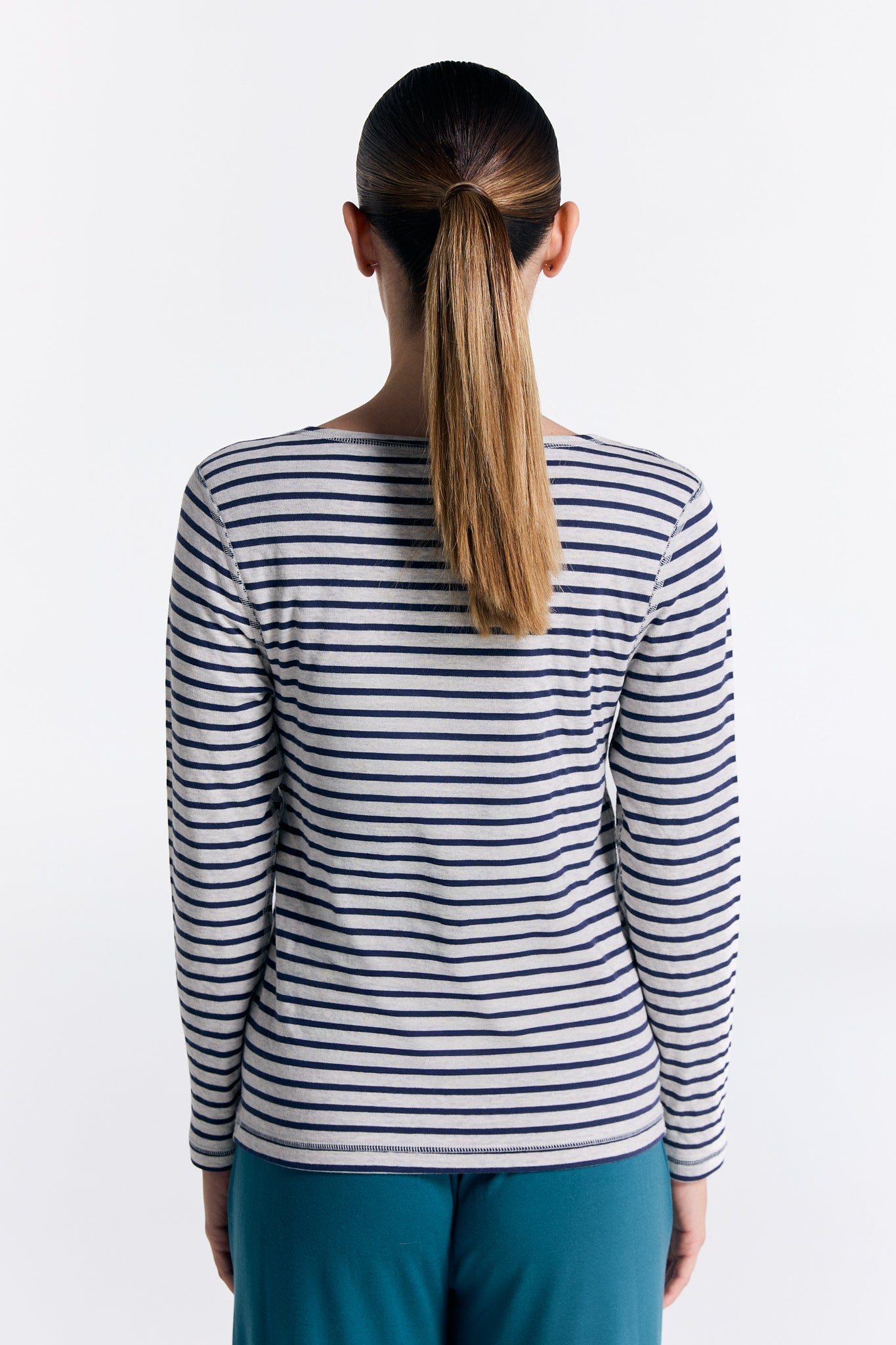 1228-107 | Damen Wendelangarmshirt - Marineblau/Beige