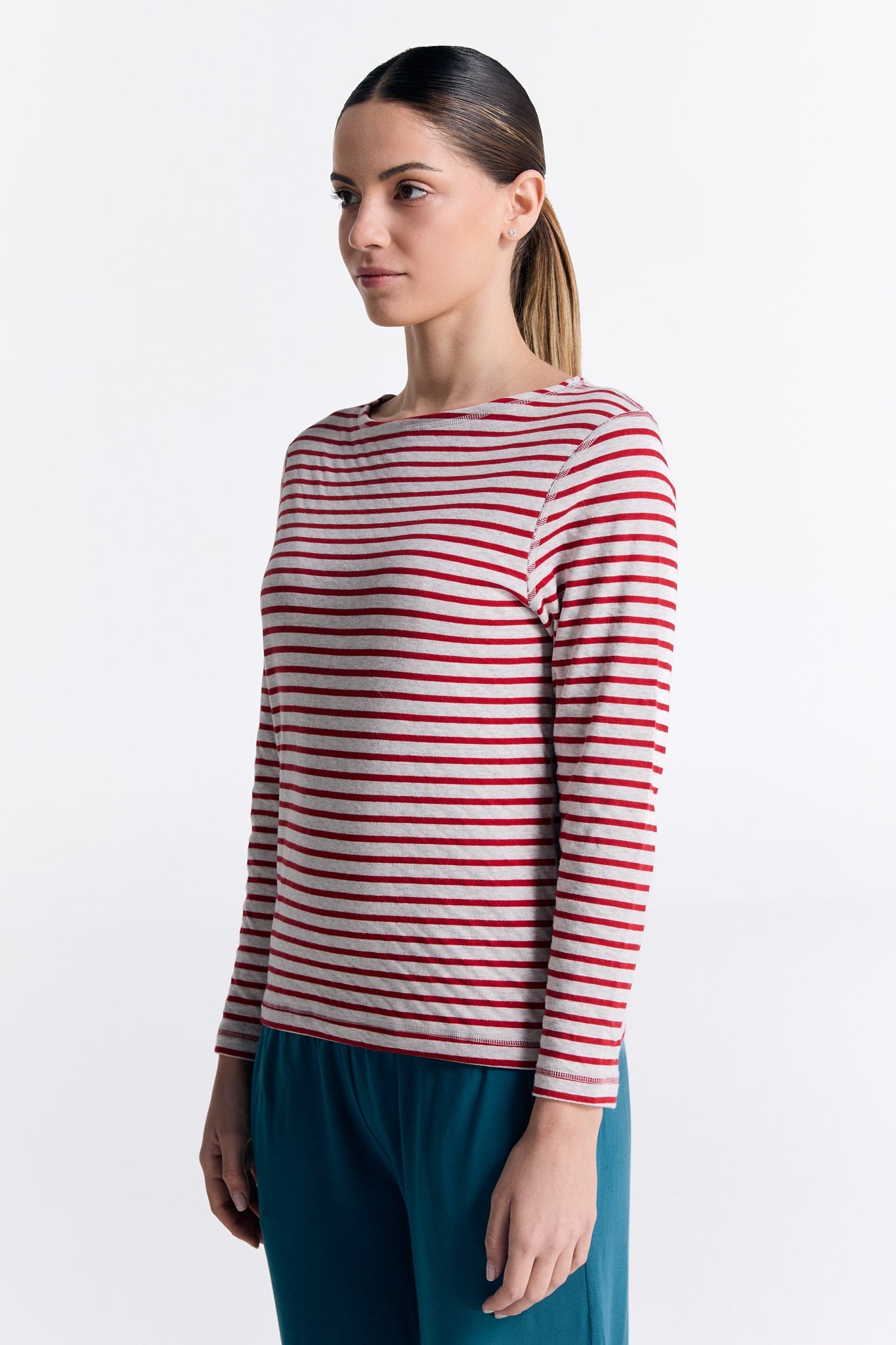 1228-108 | Damen Wendelangarmshirt - Ziegelrot/Beige