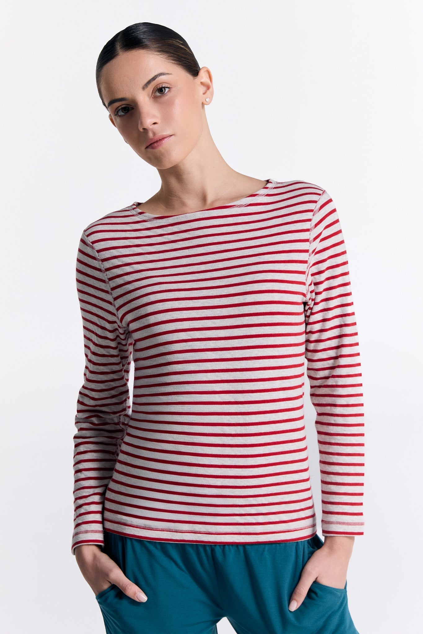 1228-108 | Damen Wendelangarmshirt - Ziegelrot/Beige