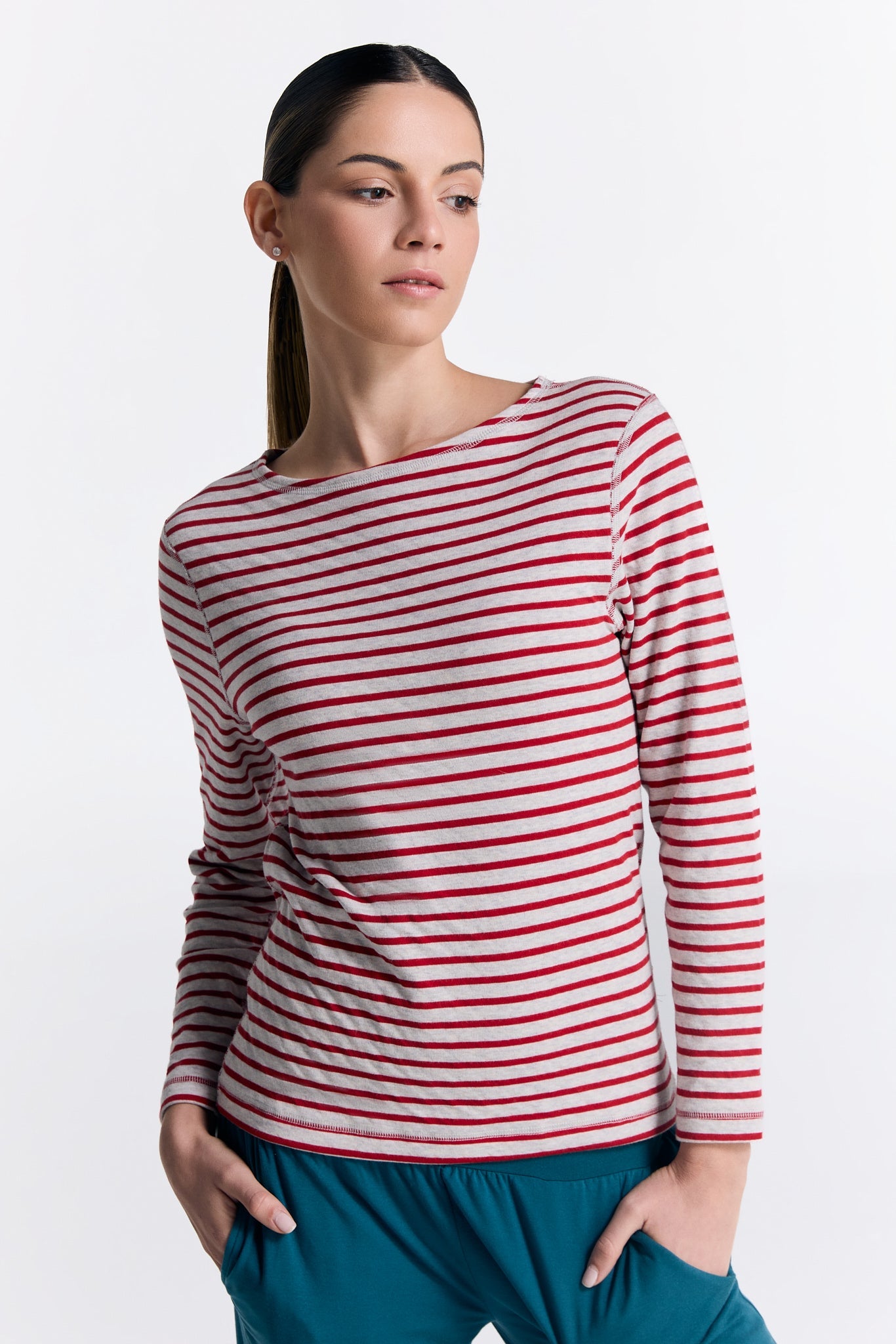 1228-108 | Damen Wendelangarmshirt - Ziegelrot/Beige