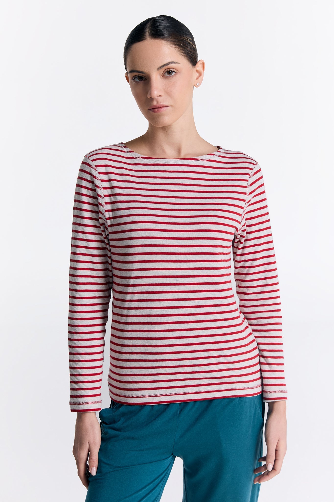 1228-108 | Damen Wendelangarmshirt - Ziegelrot/Beige