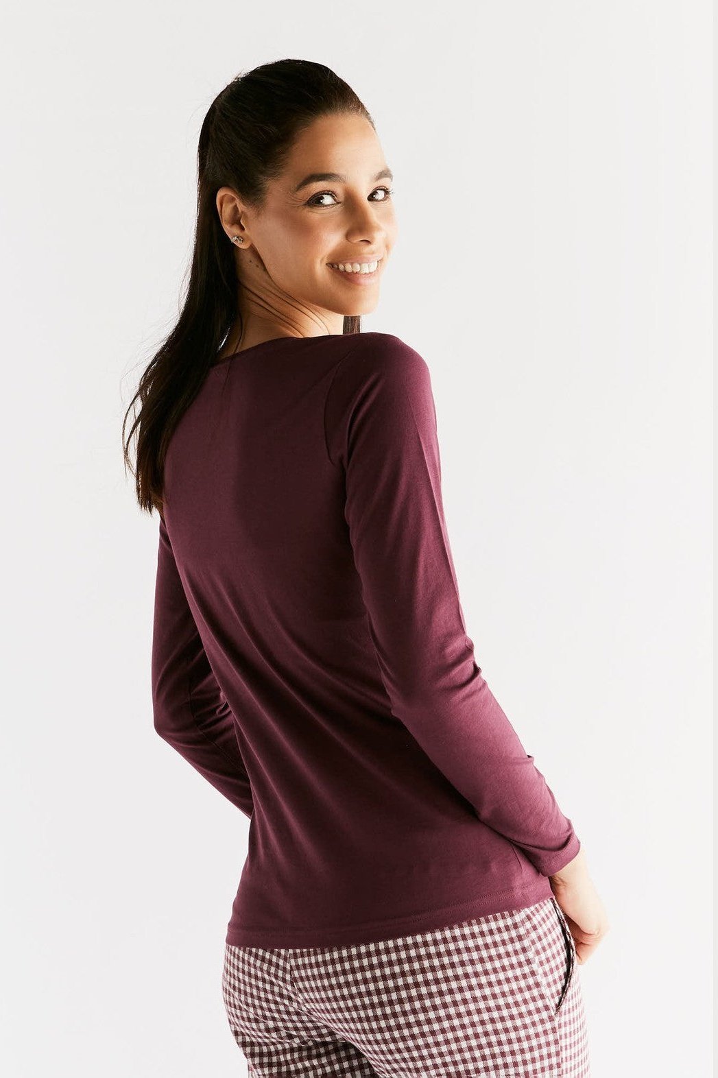 1251-02 | Damen Langarmshirt - Aubergine