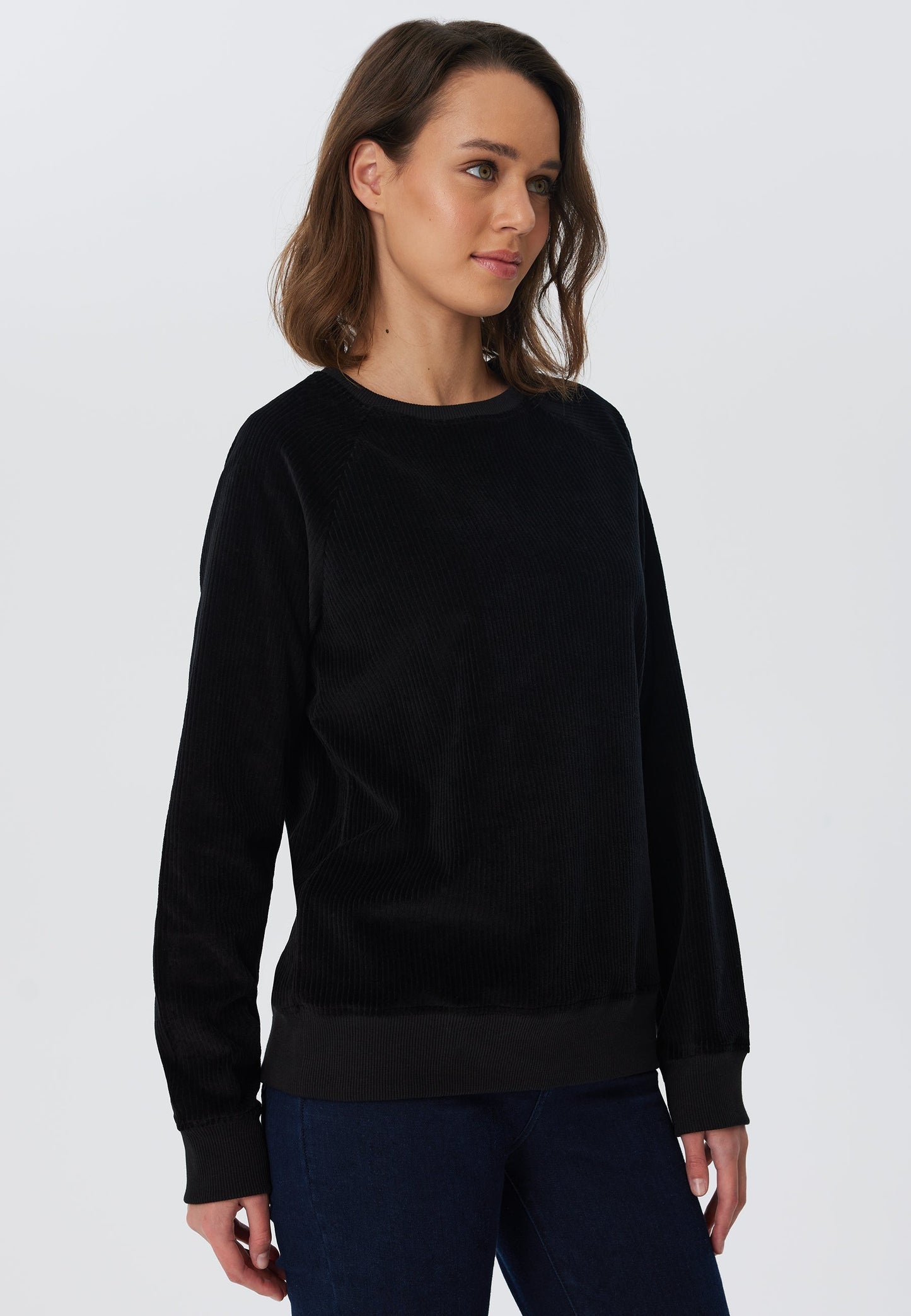 1278-021 | Damen Cord Sweatshirt - Schwarz
