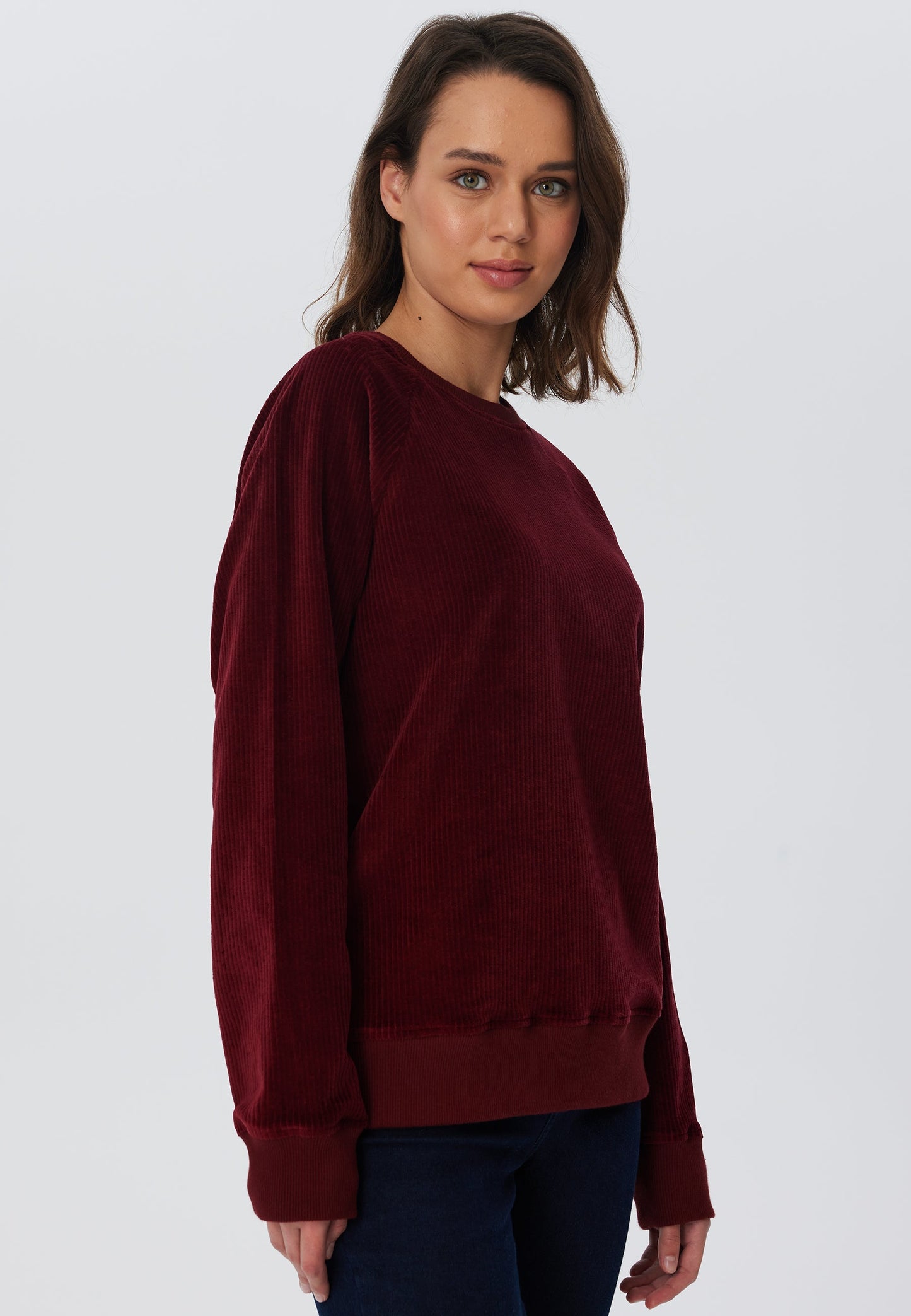 1278-030 | Damen Cord Sweatshirt - Bordeaux