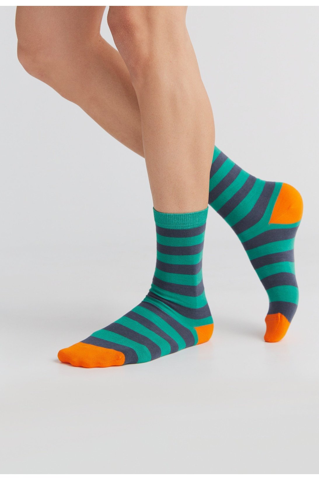 1319 | Unisex Socken - Grün-Dunkelblau-Orange (6er Pack)