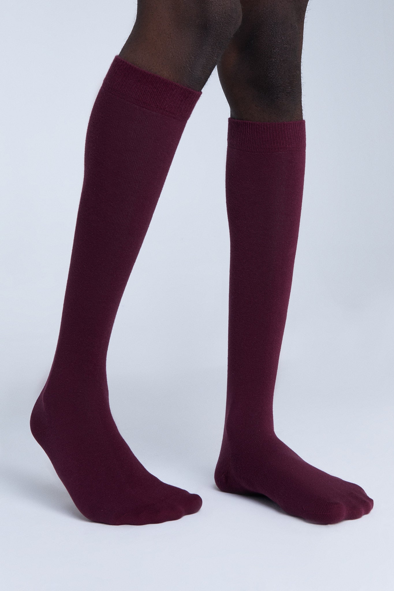 1363| Unisex Kniestrümpfe - Bordeaux (6er Pack)