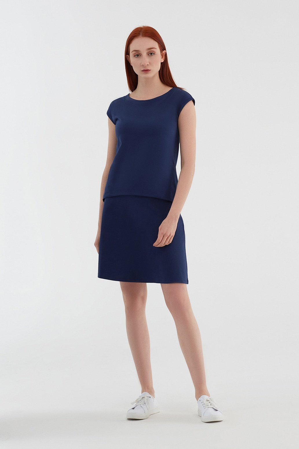 1418-02 | Rock A-Linie mit Komfortbund - Admiralblau