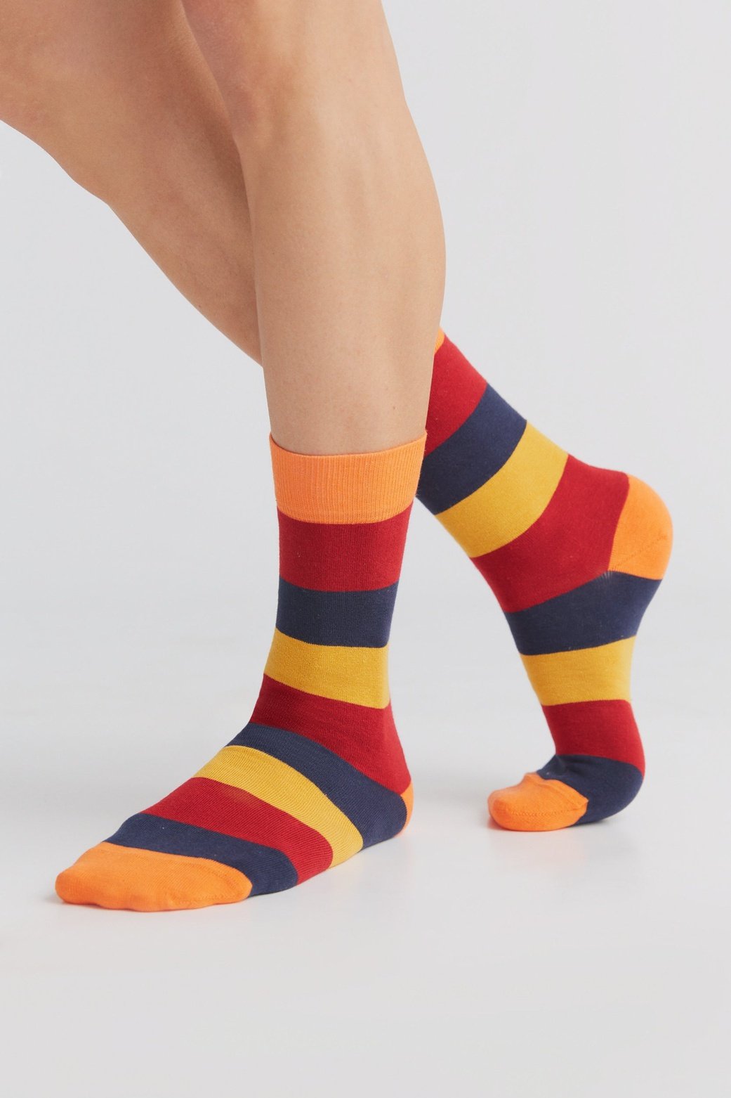 2313 | Strümpfe - Orange-Kirschrot-Indigo-Senfgelb