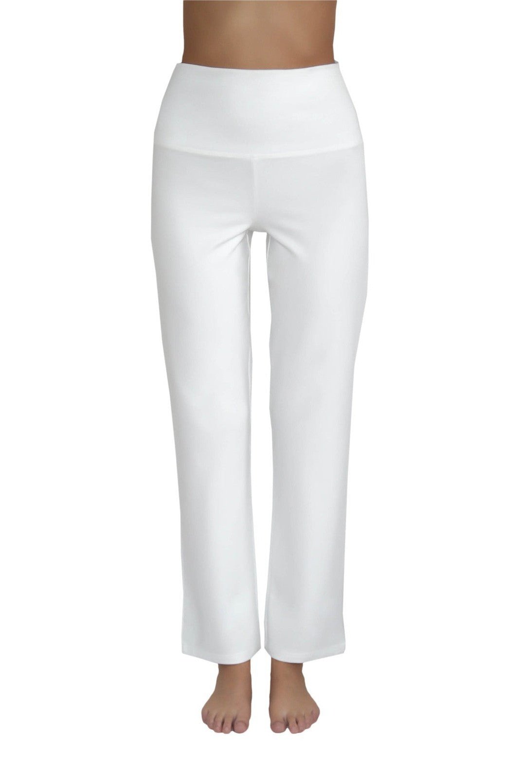 4070N | Damen Yogahose gerades Bein - Naturweiss