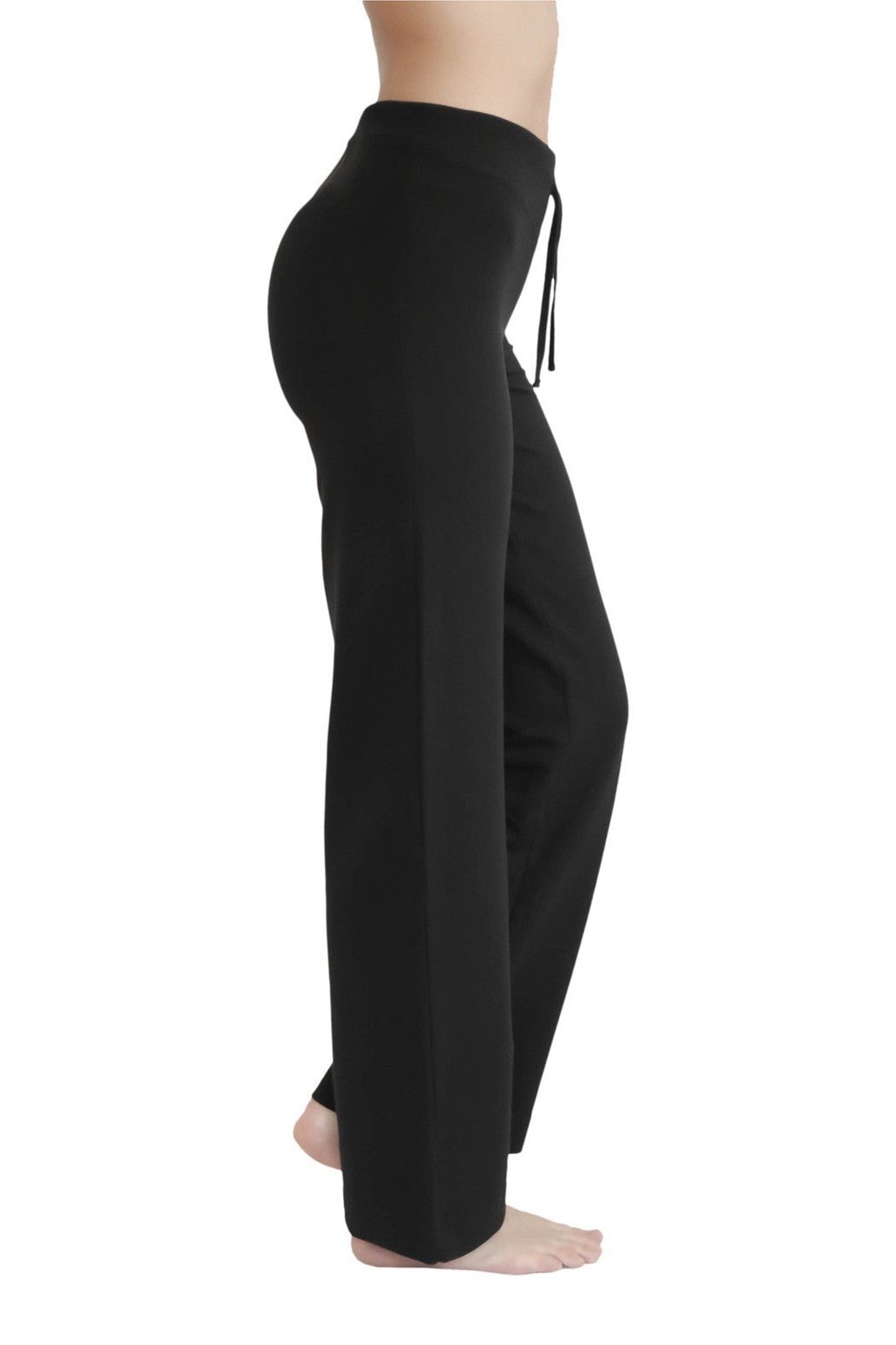 4207S | Damen Yogahose mit Rippbund - Schwarz
