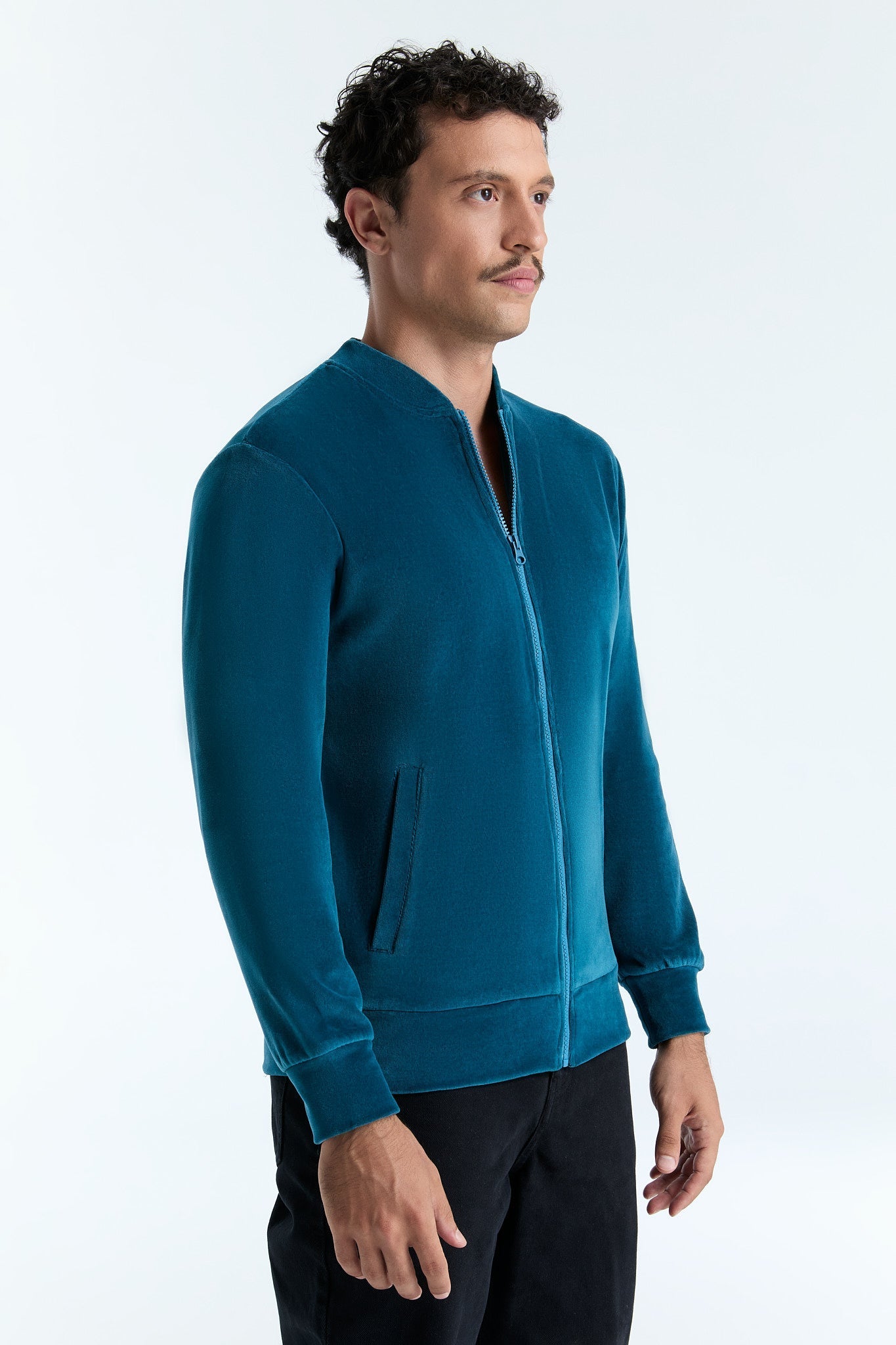 9272-044 | Unisex Jacke mit Reißverschluss- Donaublau