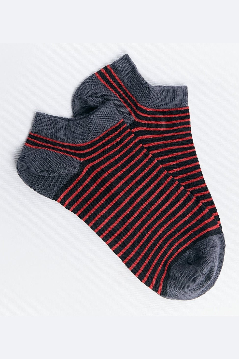 9322 | Unisex Sneakersocken - Kirschrot/Schwarz Gestreift (6er Pack)