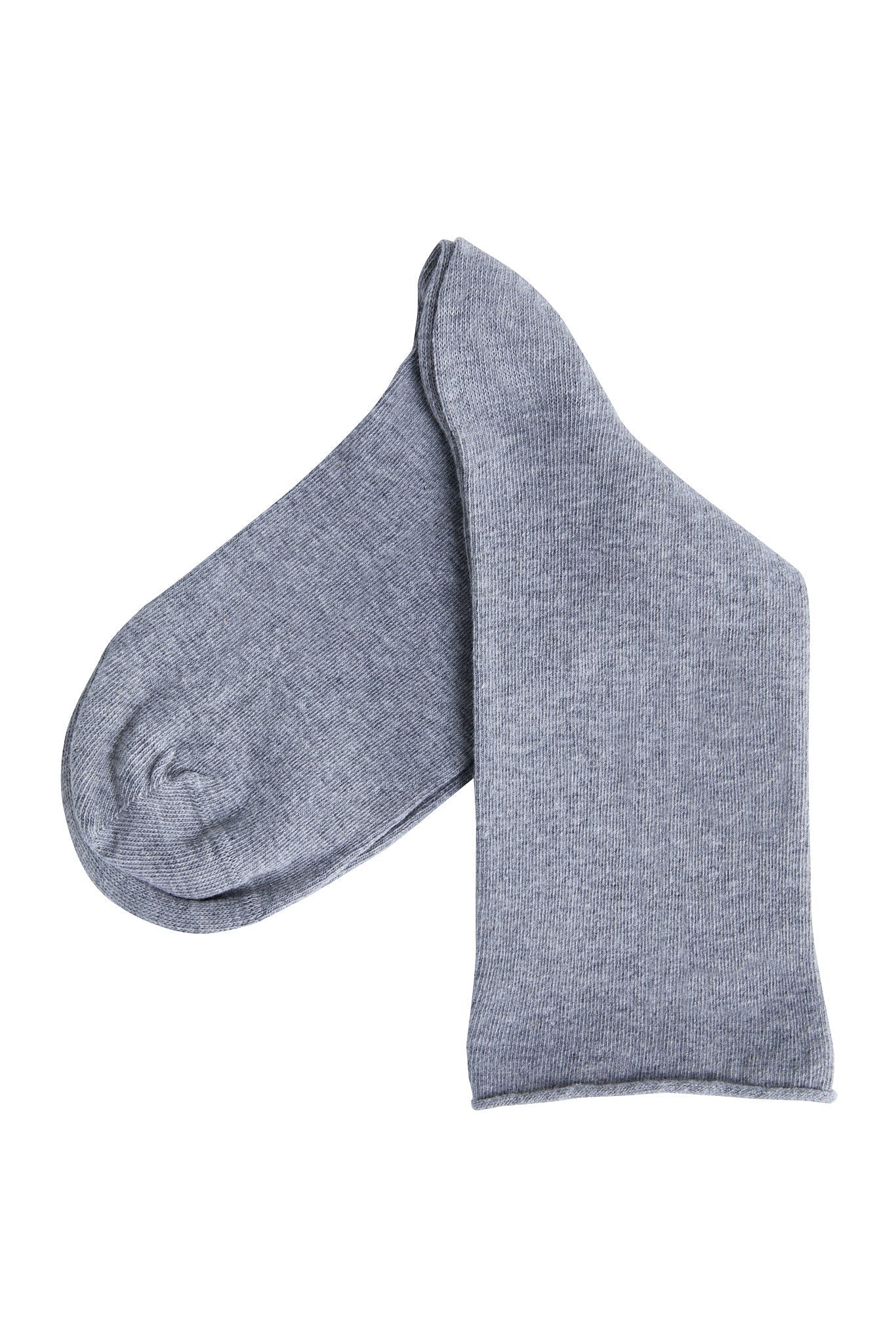 9502 | Socken mit Rollrand - Grau-Melange