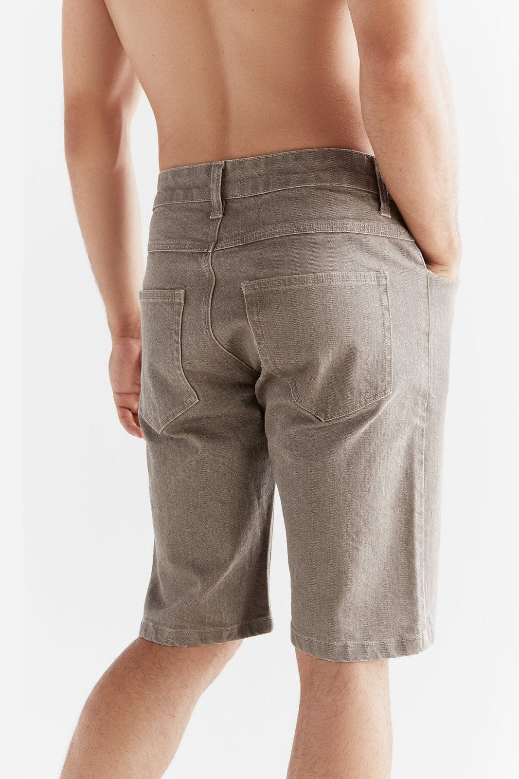 MA3018-395 | Herren Denim Shorts in Ton Waschung - Pebble