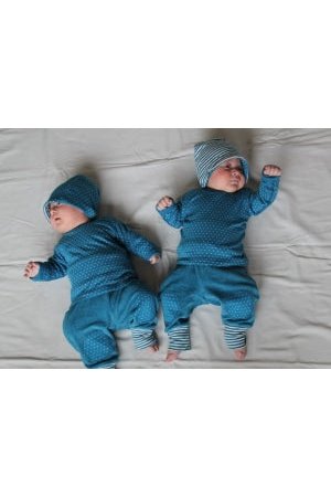 2652BW | Wendemütze - Saphirblau-Naturweiss