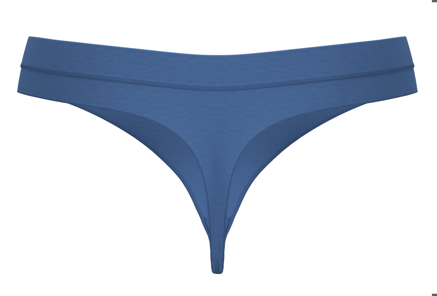 1122-031 | Hoch geschnittener String Tanga - Denimblau