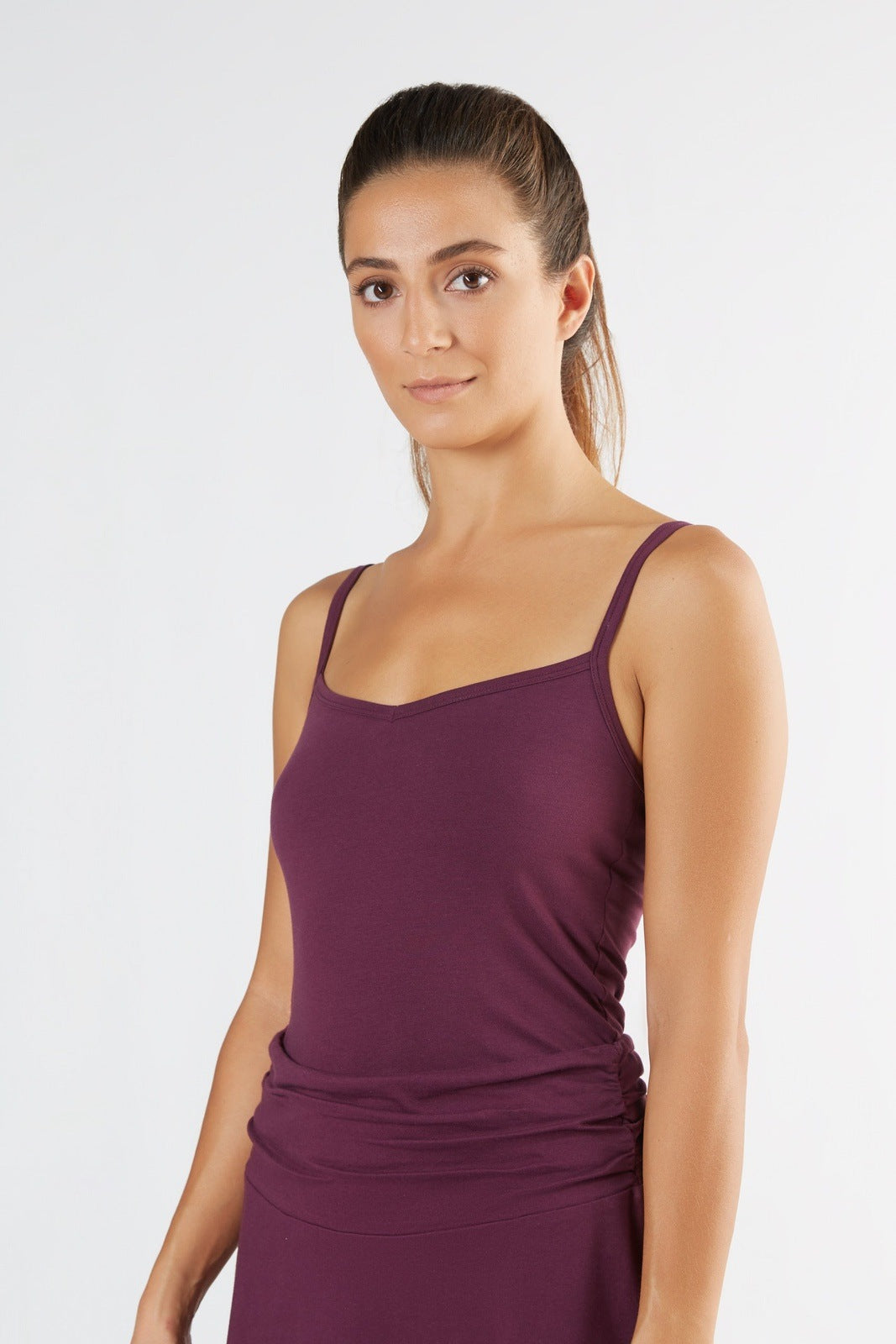 1216-028 | Damen Spaghettiträger-Top stretch - Aubergine