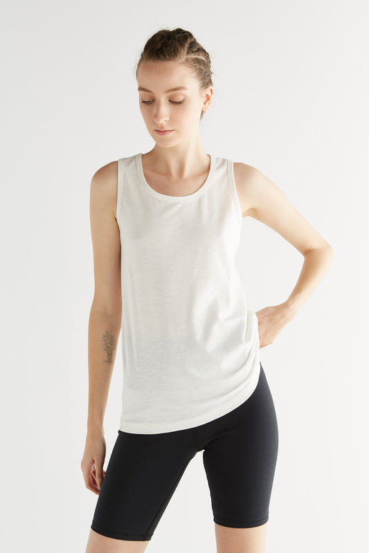 1225-022 | Damen Flamméjersey-Top - Naturweiss