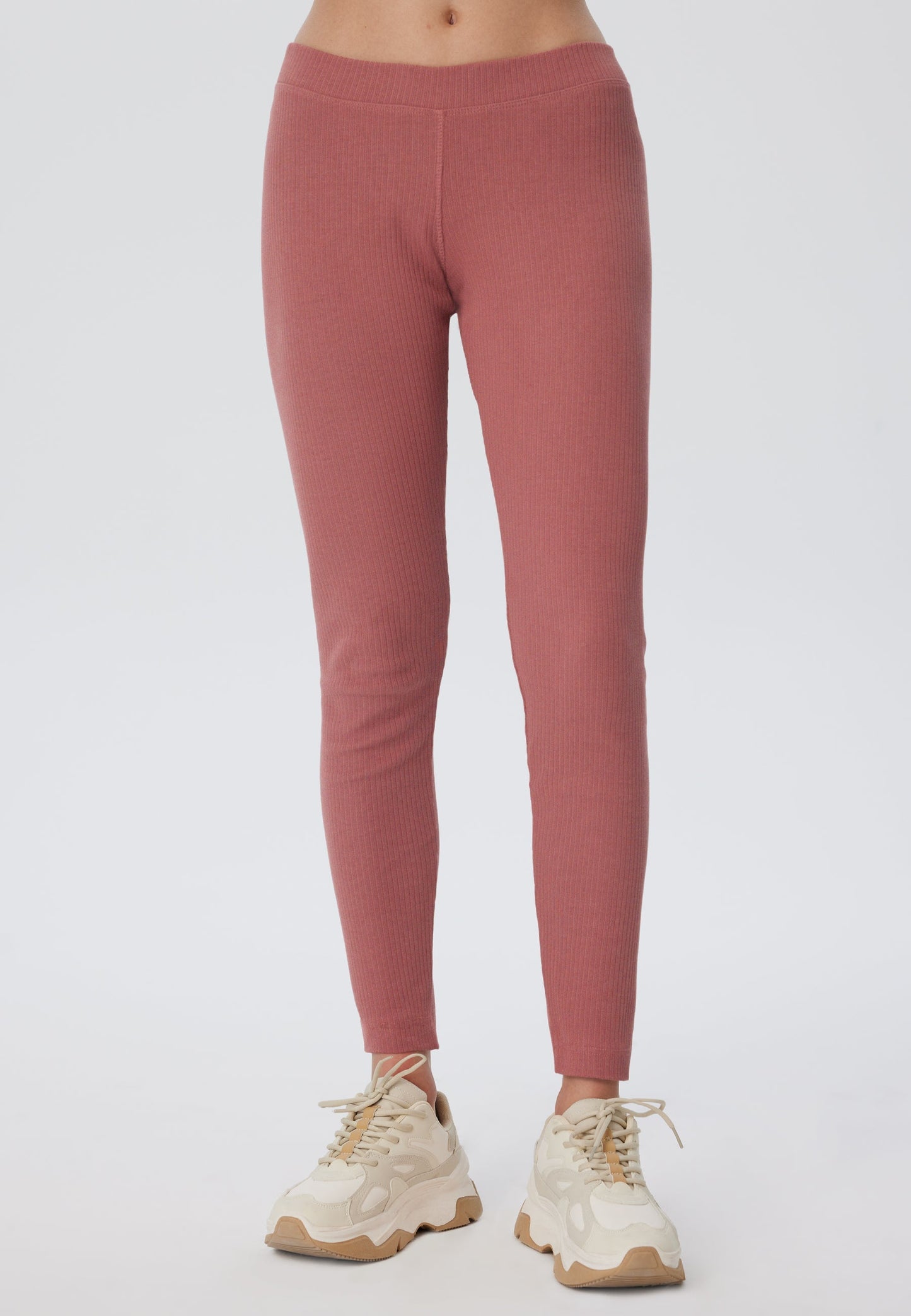 1613-072 | Damen Ripp Leggings - Dunkel Mauve