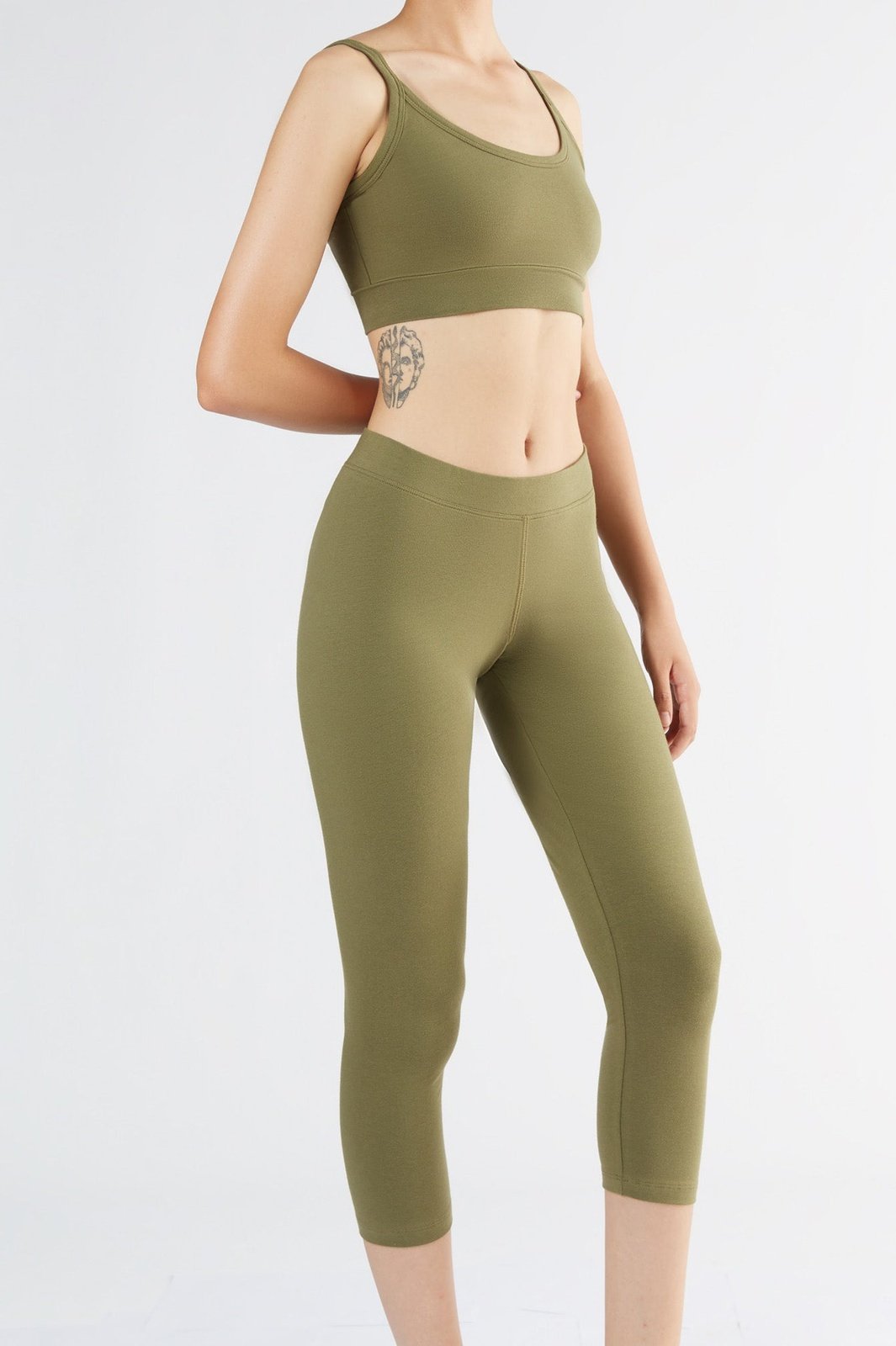 1615-041 | Damen 7/8 Leggings Baumwolljersey - Oliv