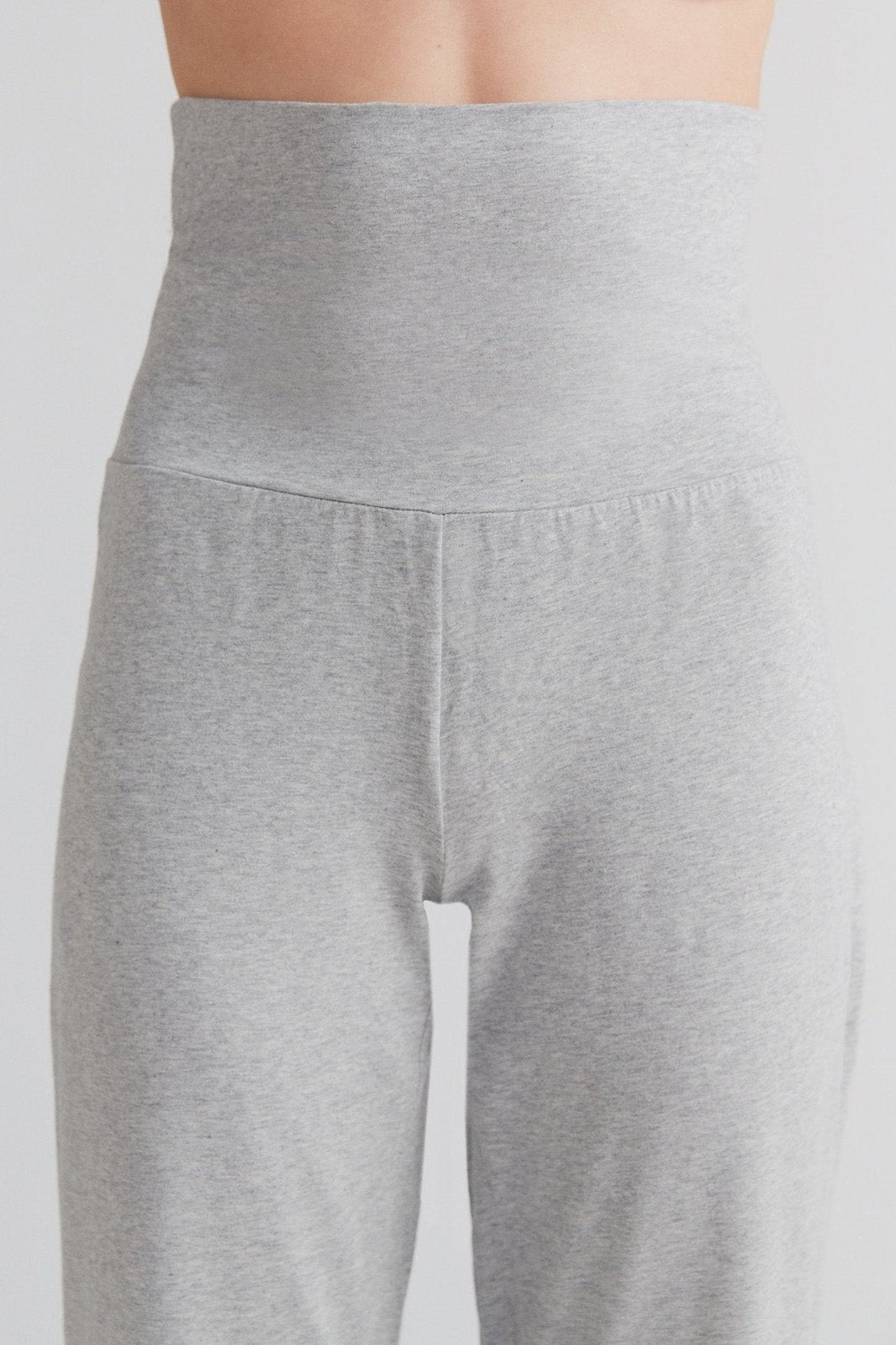 1726-047 | Damen Hose mit Umschlagbund - Grau-Melange