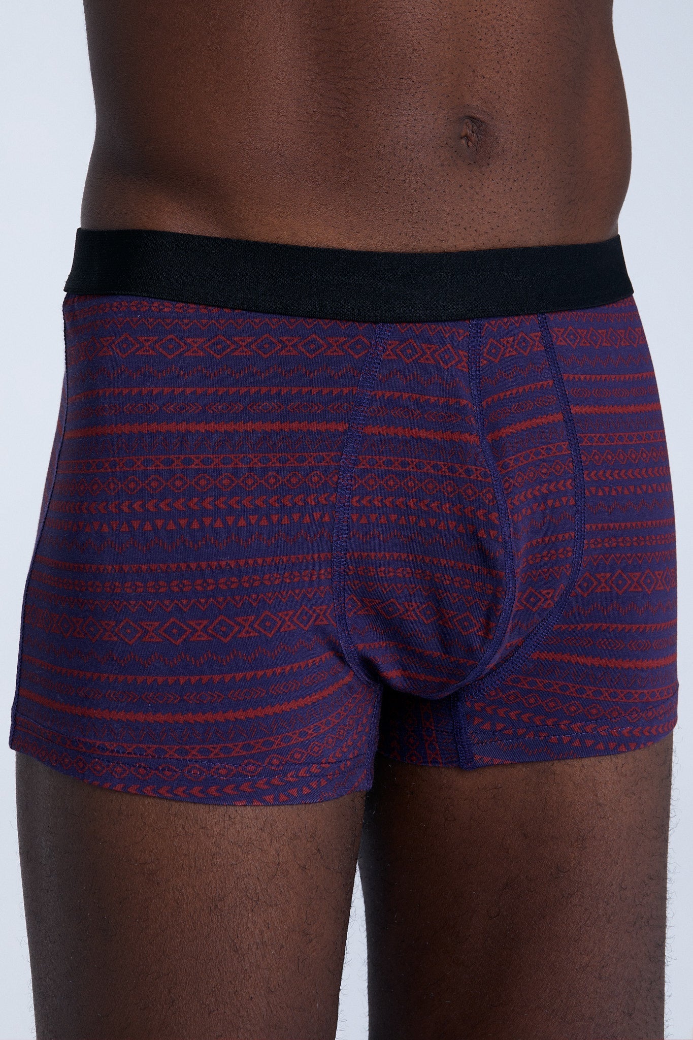 2121-084 | Herren Trunkshorts - Tibetrot/Navy Geometrisch