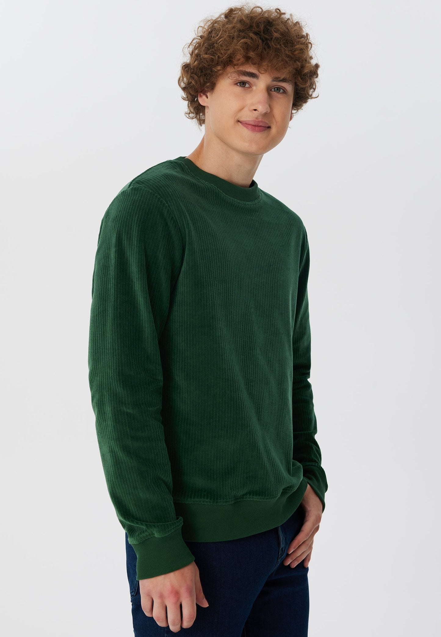 2232-067 | Herren Cord Sweatshirt - Tannennadel