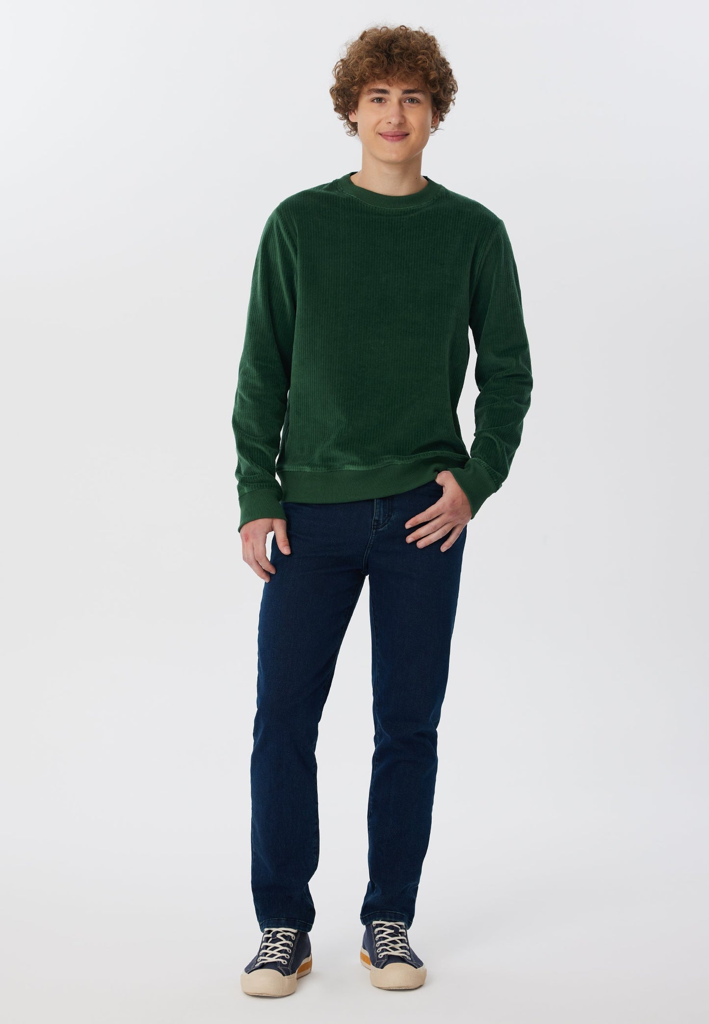2232-067 | Herren Cord Sweatshirt - Tannennadel
