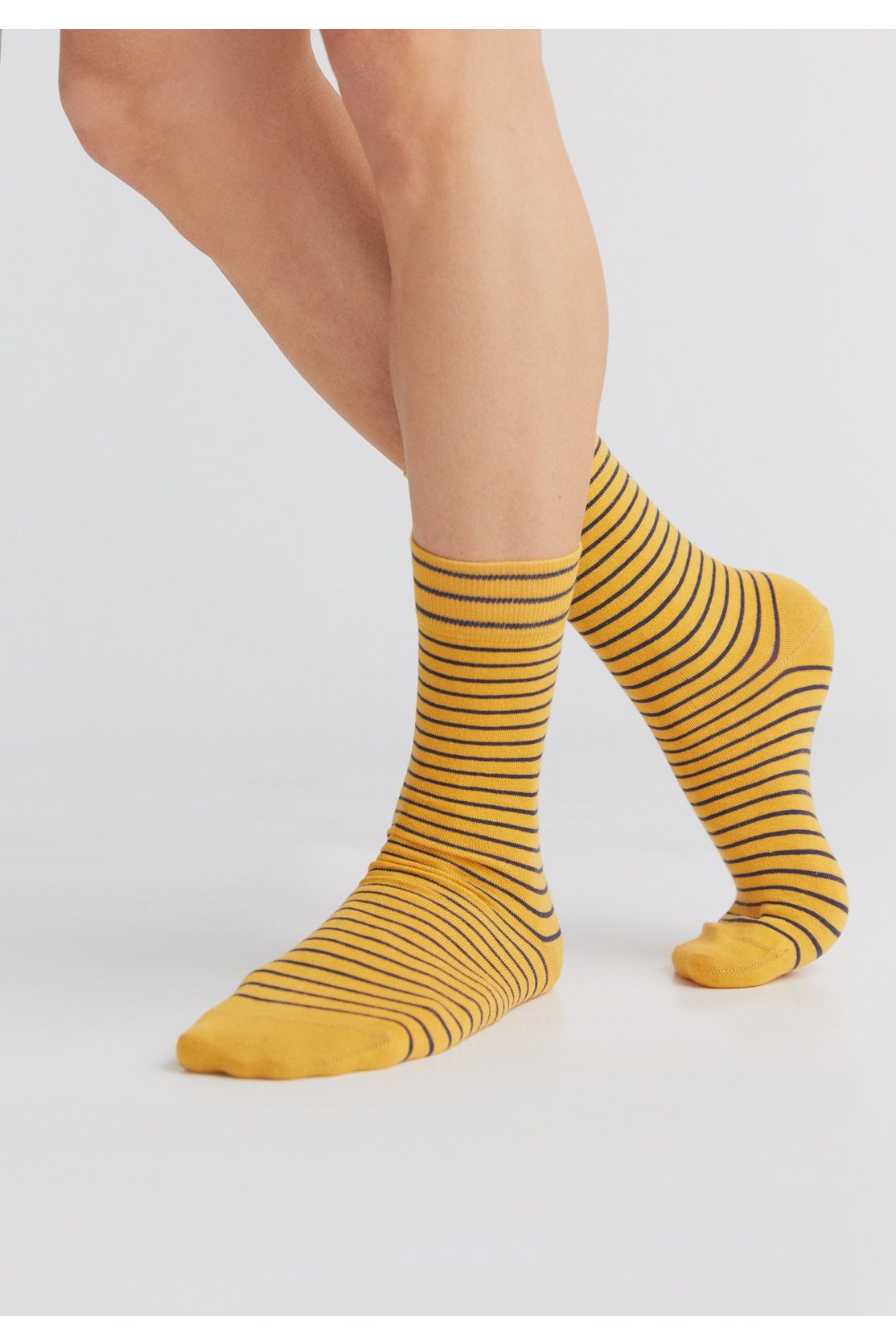 2308 | Strümpfe - Senfgelb/Indigo  (6er Pack)