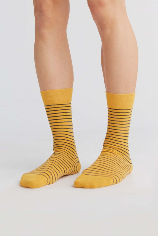 2308 | Strümpfe - Senfgelb/Indigo