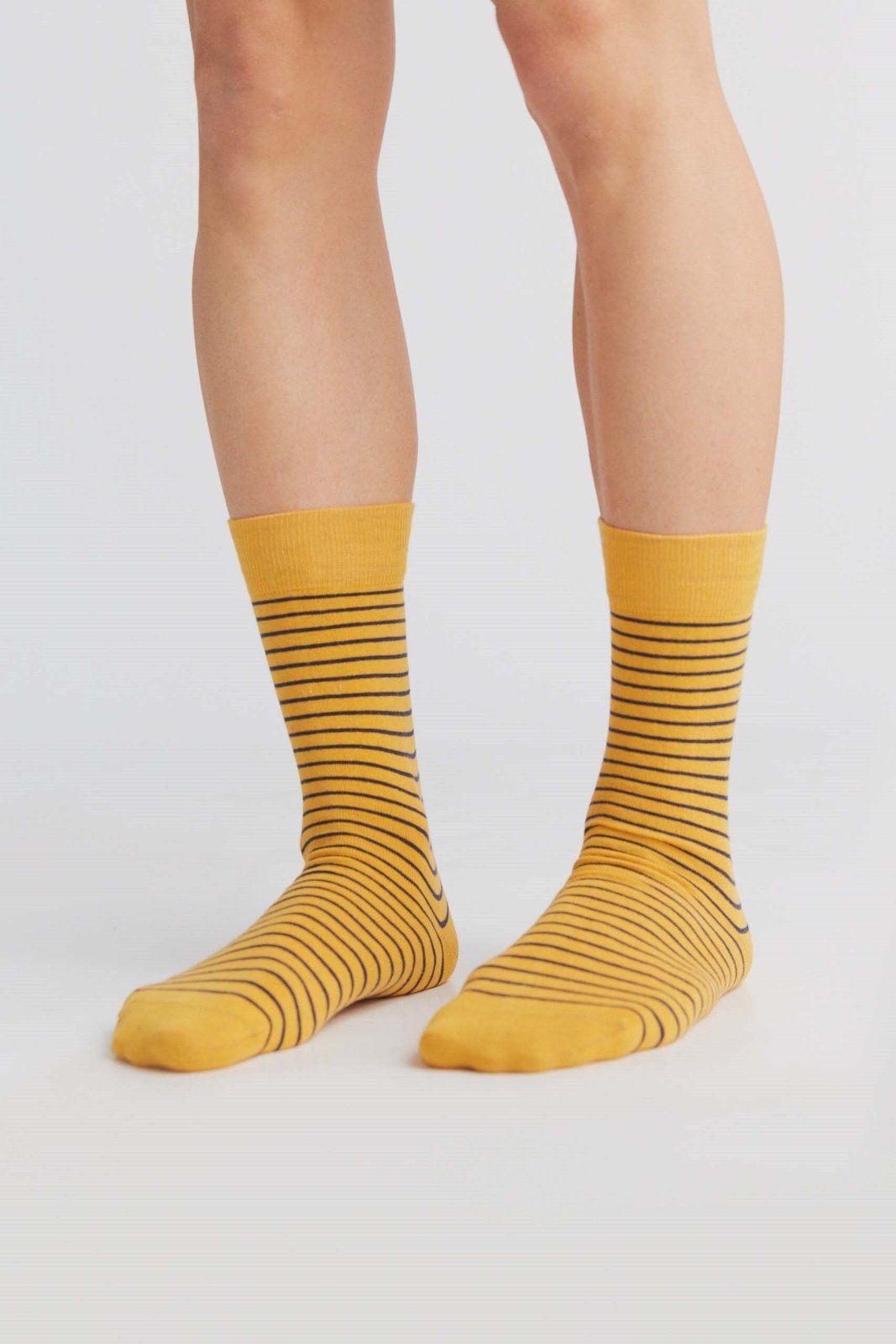 2308 | Strümpfe - Senfgelb/Indigo  (6er Pack)