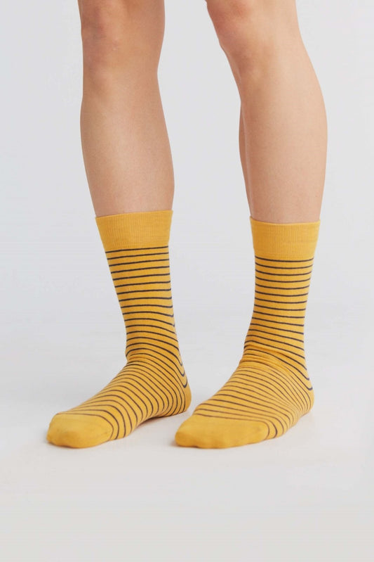 2308 | Strümpfe - Senfgelb/Indigo  (6er Pack)