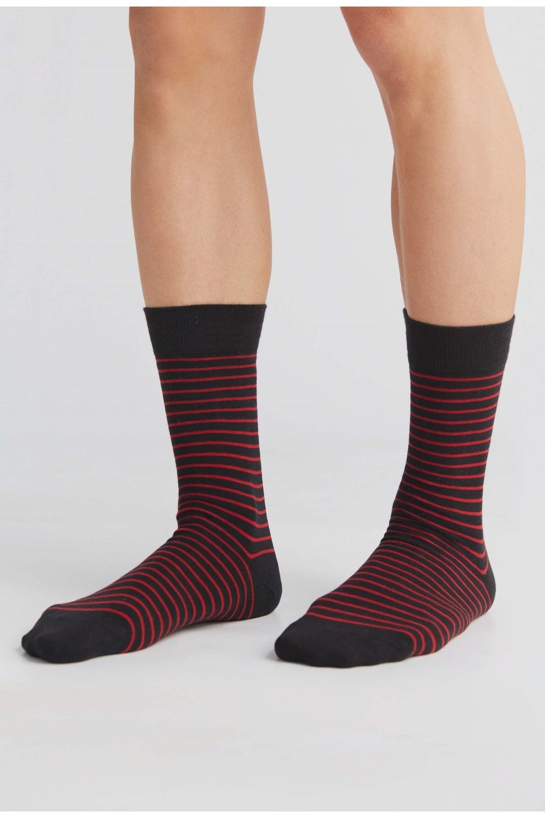 2309 | Strümpfe - Schwarz/Kirschrot  (6er Pack)