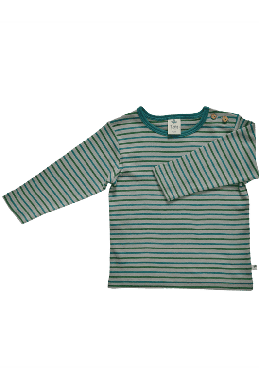 2430 | Kinder Basic Langarmshirt - Hellgrau-Ozeanblau-Moosgrün