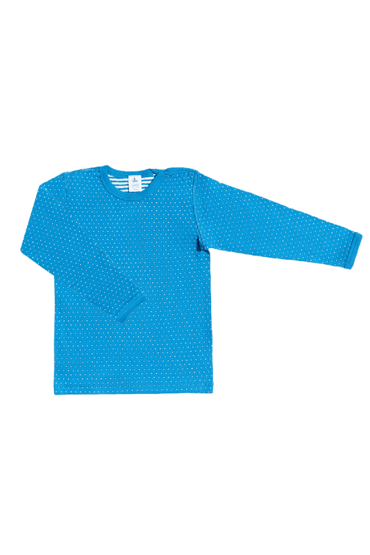 2650BW | Kinder Wendelangarmshirt - Saphirblau-Naturweiss