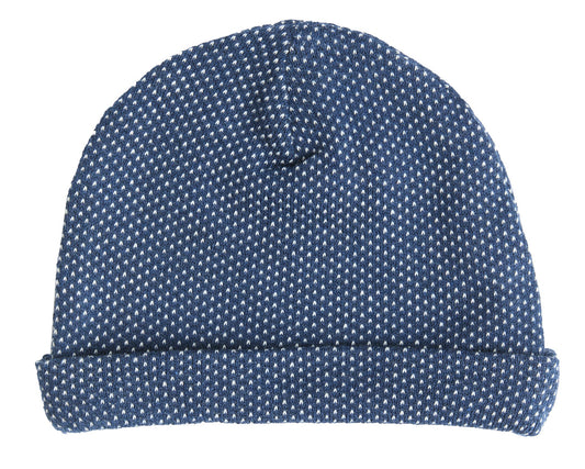 2660 PIN | Kinder Beanie mit Wabenstruktur - Indigo / Naturweiss