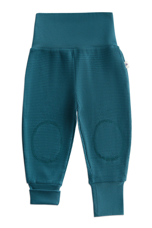 2869 TN | Waffel Strick Babyhose breiter Bund - Tanne
