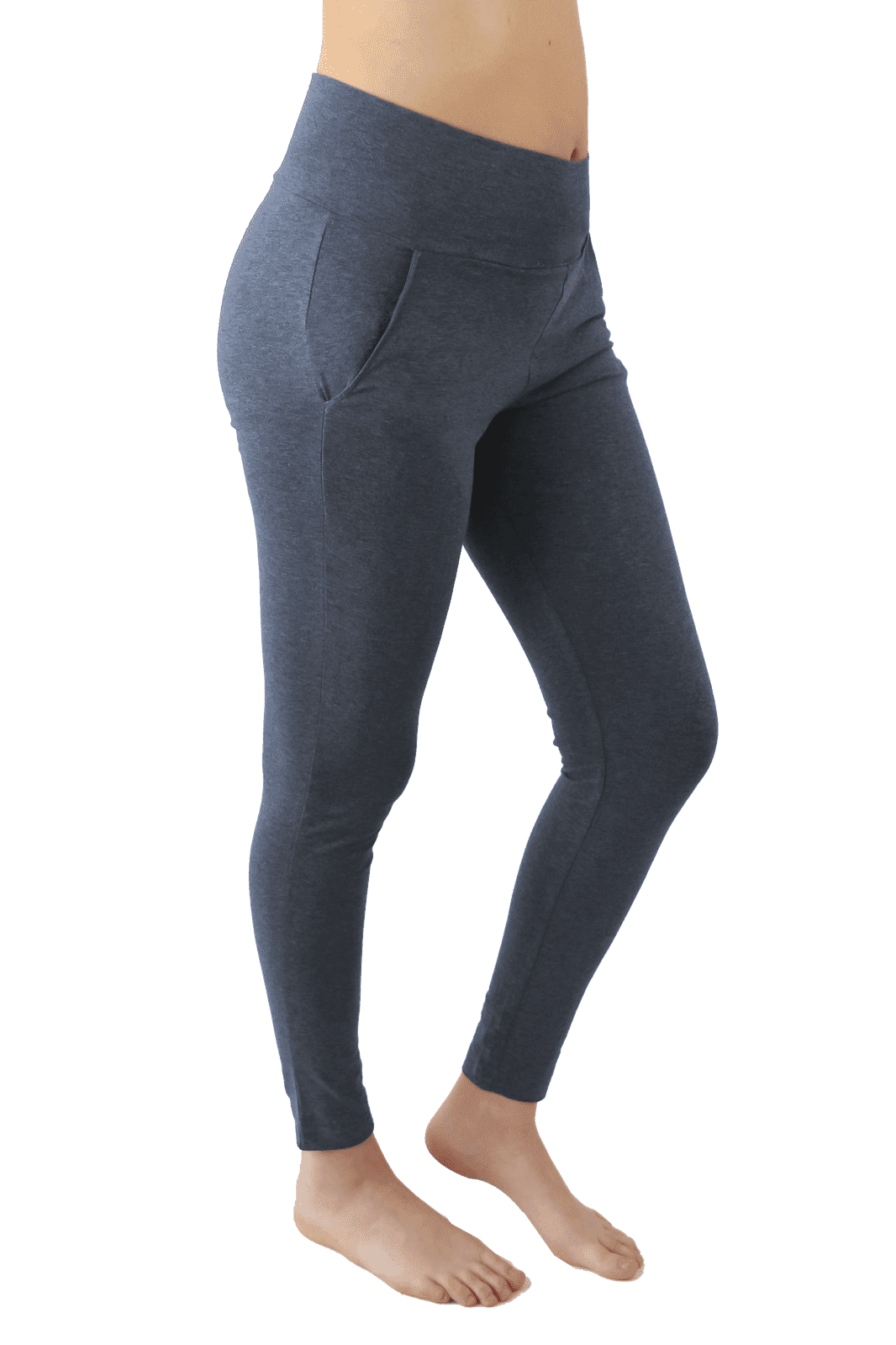 4061NM | Damen Yogahose mit Taschen - Navy-Melange