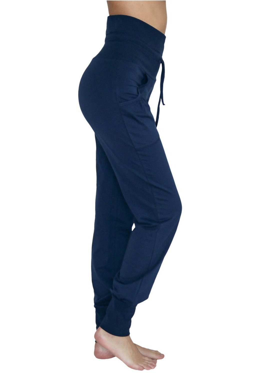 4082NV | Damen Yogahose mit Umschlagbund - Navy