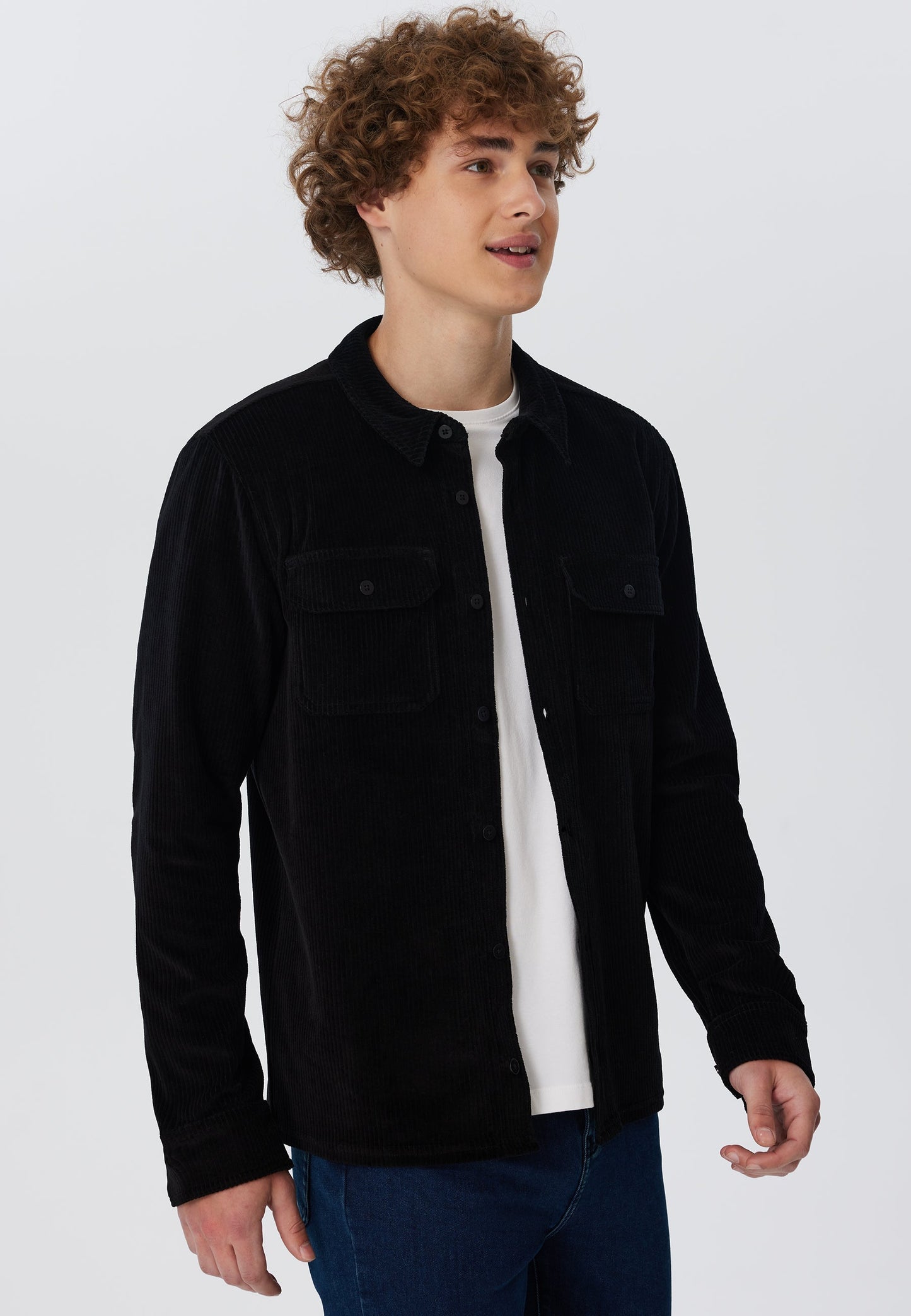 9233-021 | Unisex Cordhemd - Schwarz