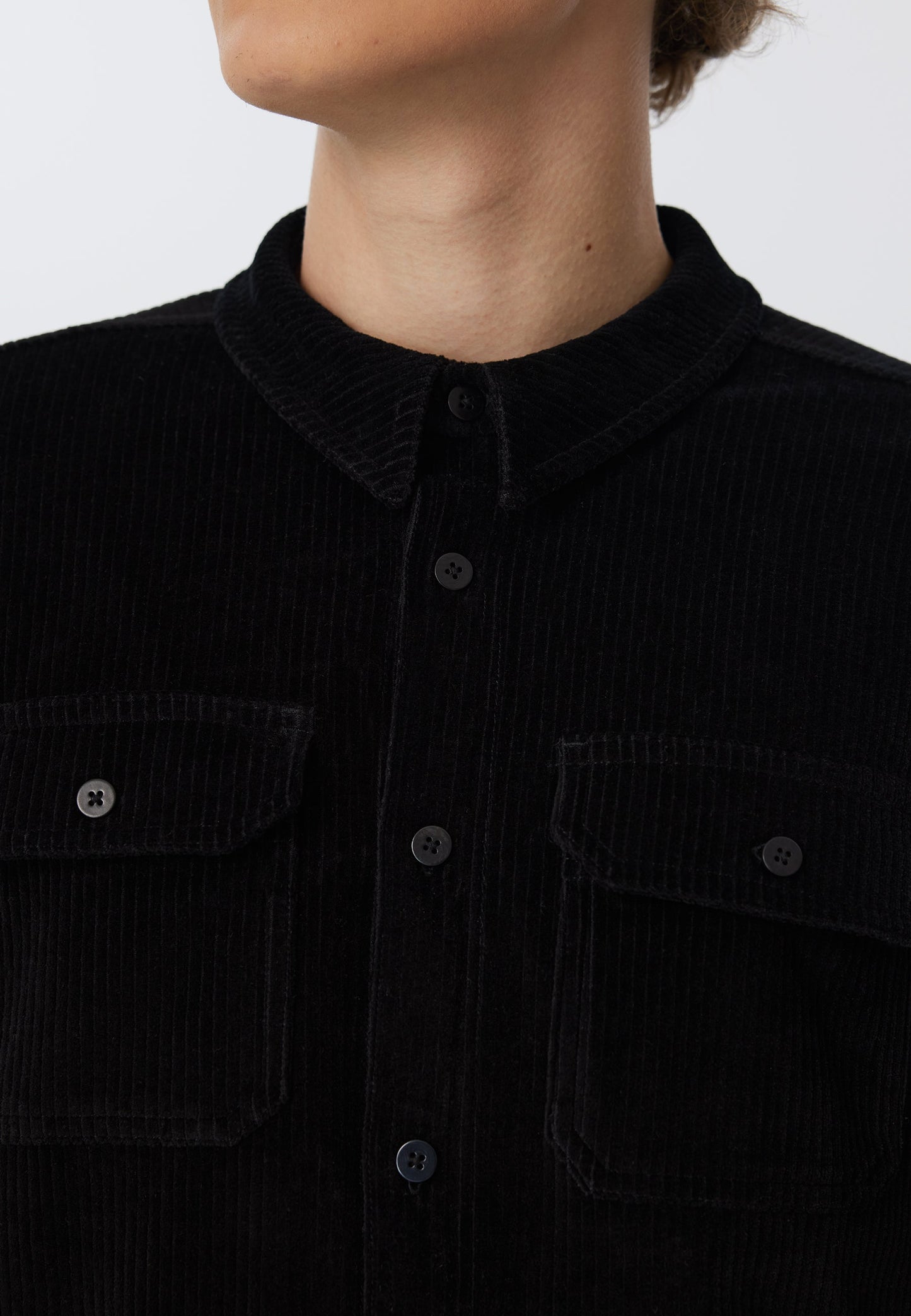 9233-021 | Unisex Cordhemd - Schwarz