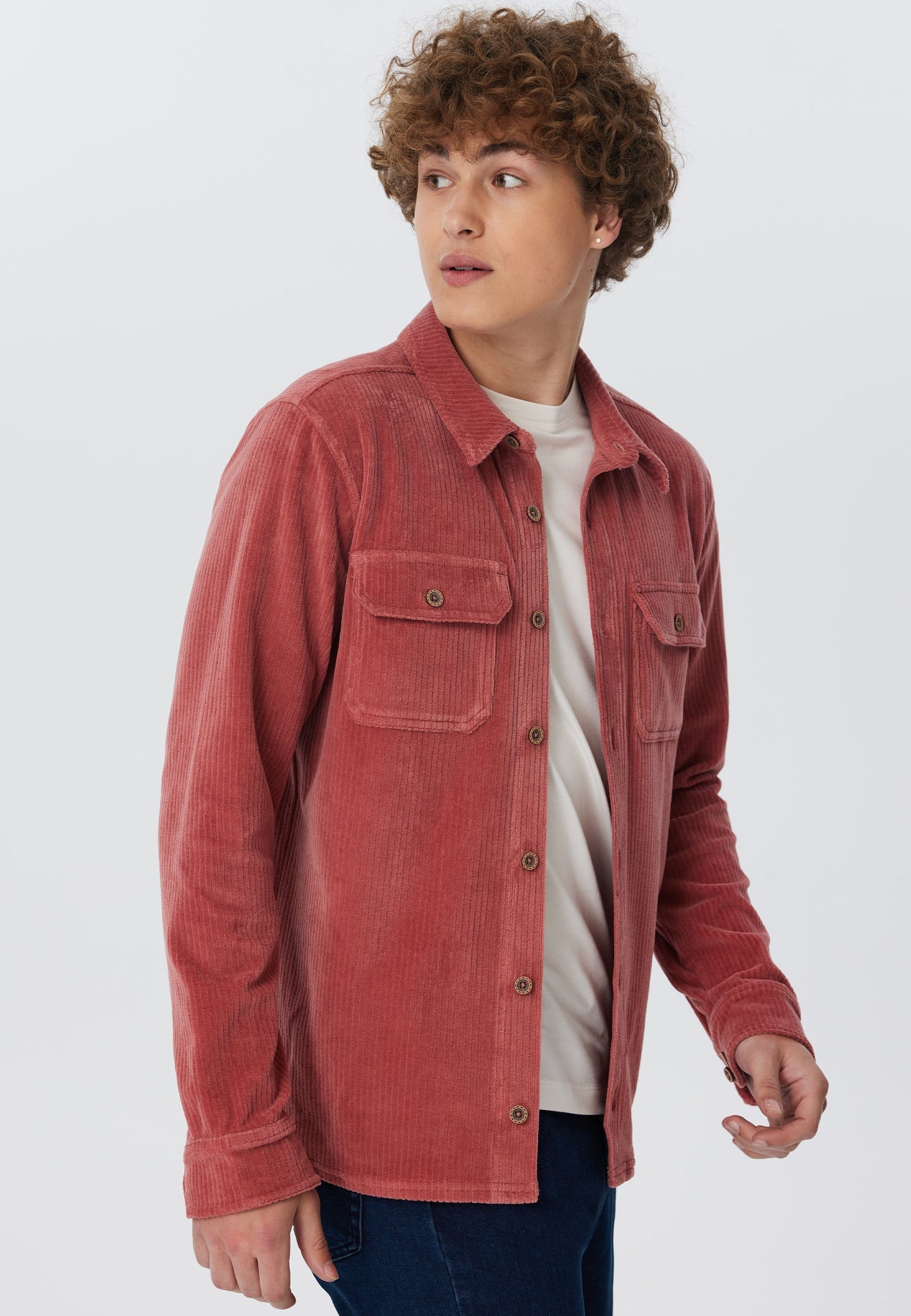 9233-072 | Unisex Cordhemd  -Dunkel Mauve