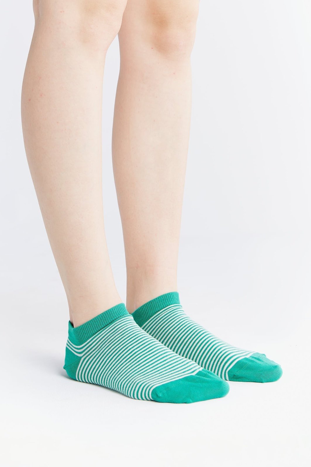 9320 | Unisex Sneakersocken - Grün/Natur Gestreift (6er Pack)