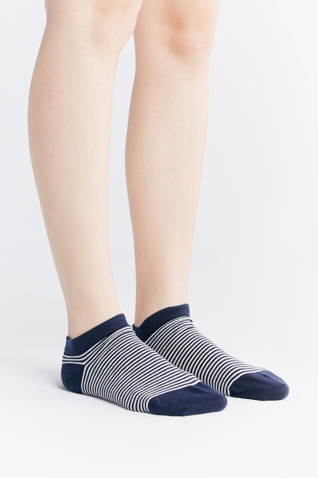 9321 | Unisex Sneakersocken - Indigo/Natur Gestreift (6er Pack)