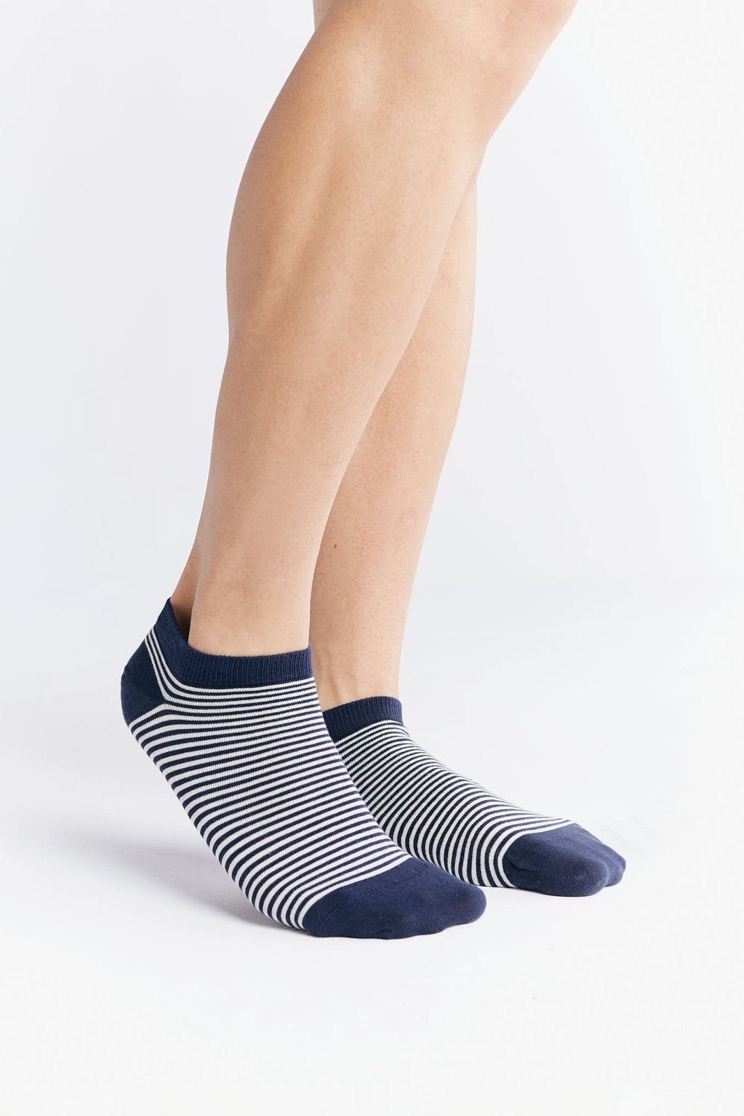 9321 | Unisex Sneakersocken - Indigo/Natur Gestreift (6er Pack)